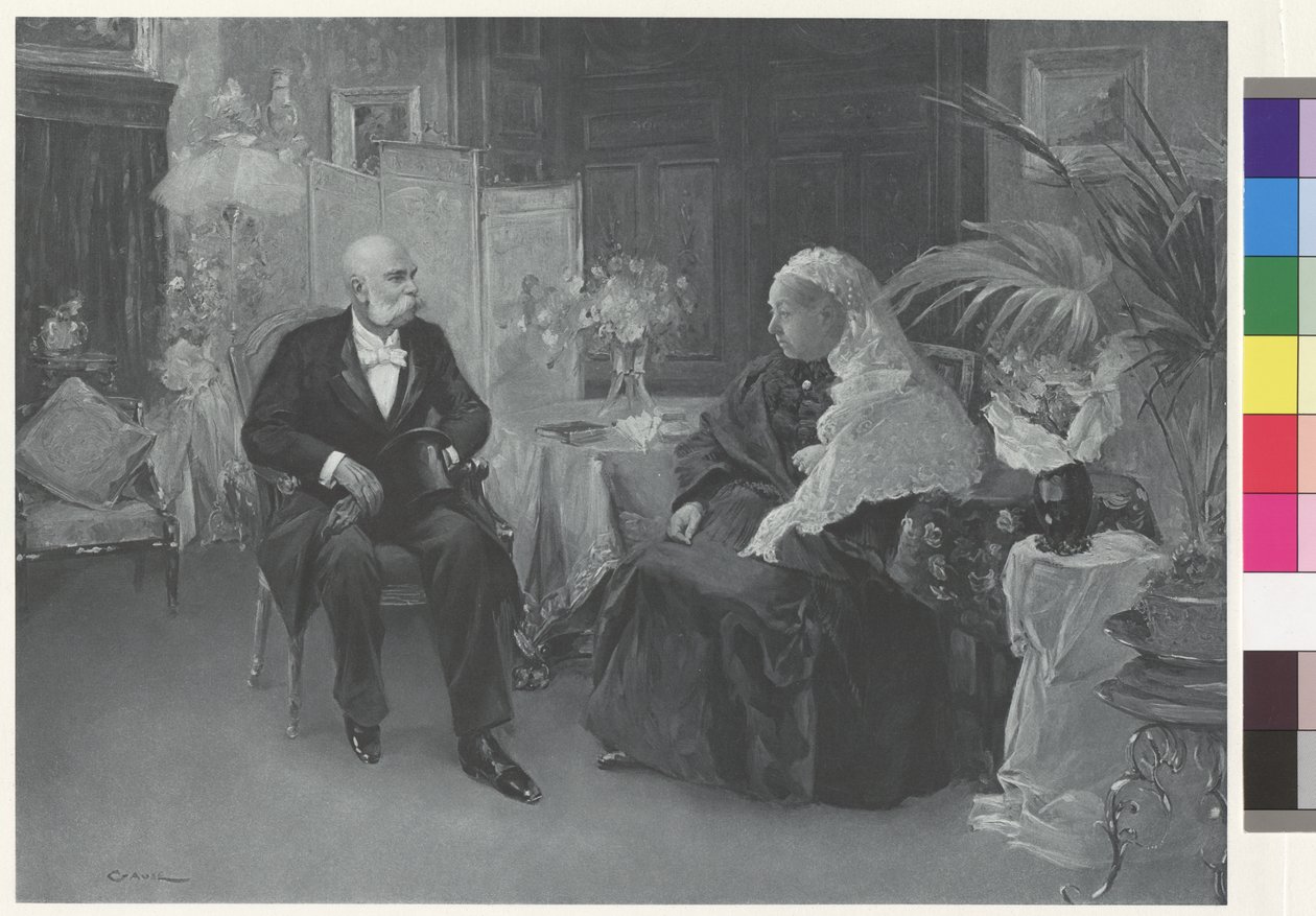 Königin Victoria und Kaiser Franz Joseph im Hotel du Cimiez in Nizza von Wilhelm Gause