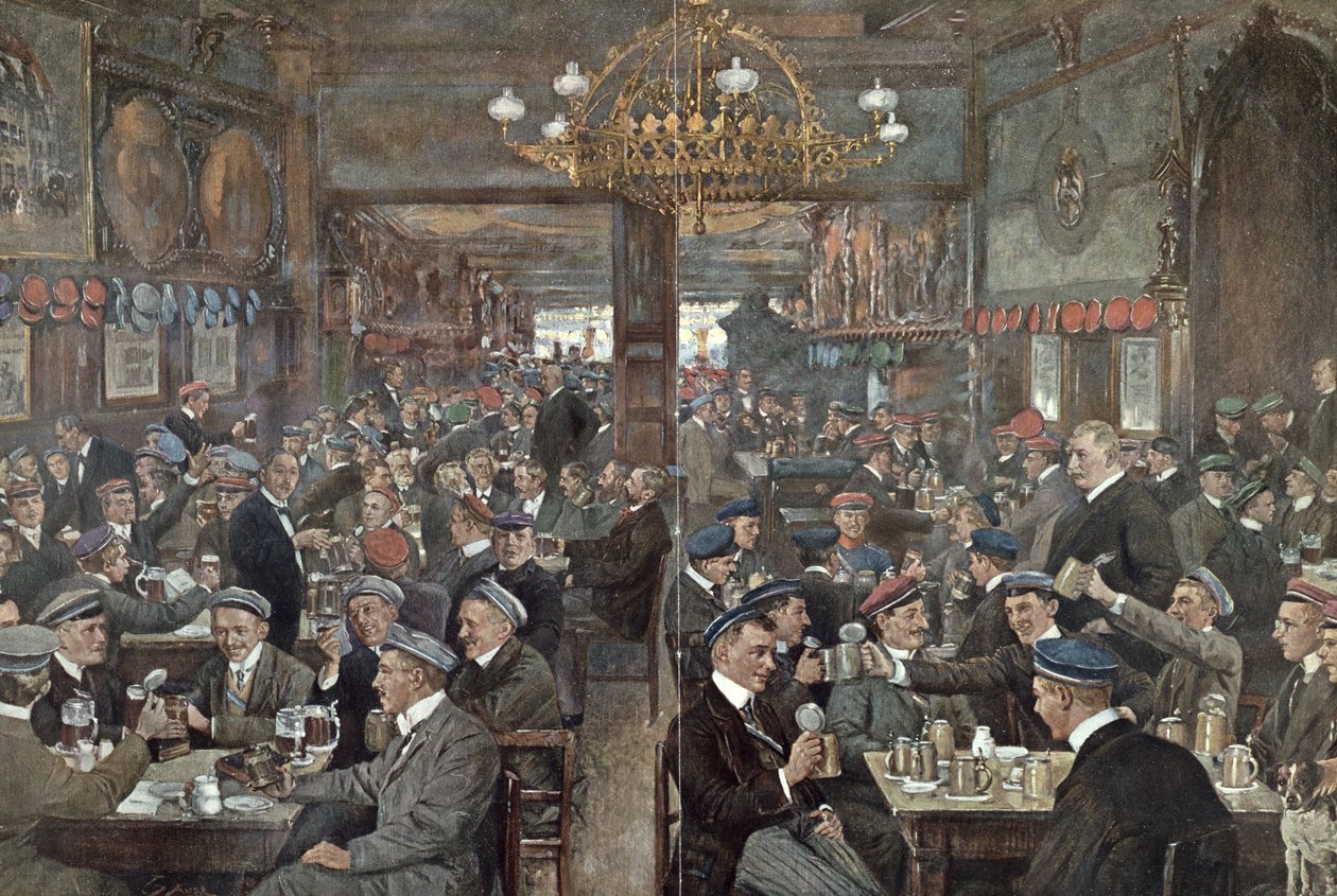 Die Studentenbrasserie des Thüringer Hofs in Leipzig, ca. 1900 von Wilhelm Gause