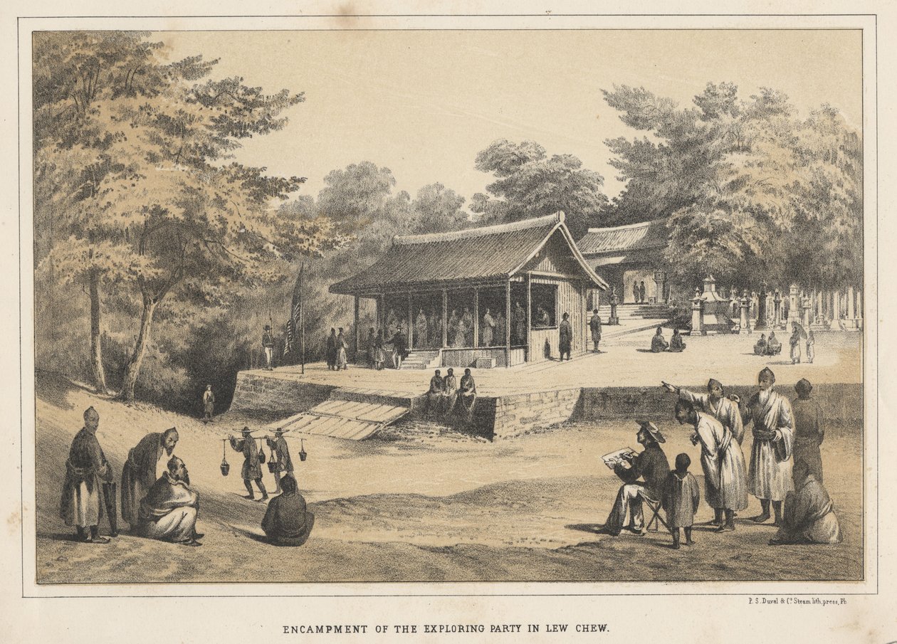 Lager des Erkundungstrupps in Lew Chew, 1855 von Wilhelm Joseph Heine