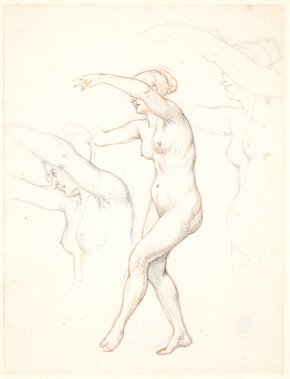 Blatt mit drei Studien einer nackten tanzenden Frau von Wilhelm Marstrand