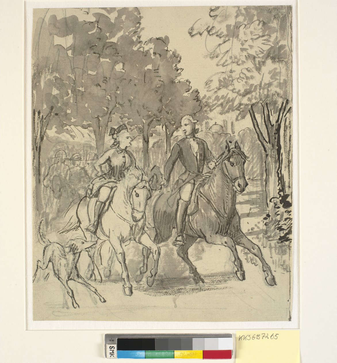 Caroline Mathilde und Struensee beim Reiten in Hørsholm von Wilhelm Marstrand