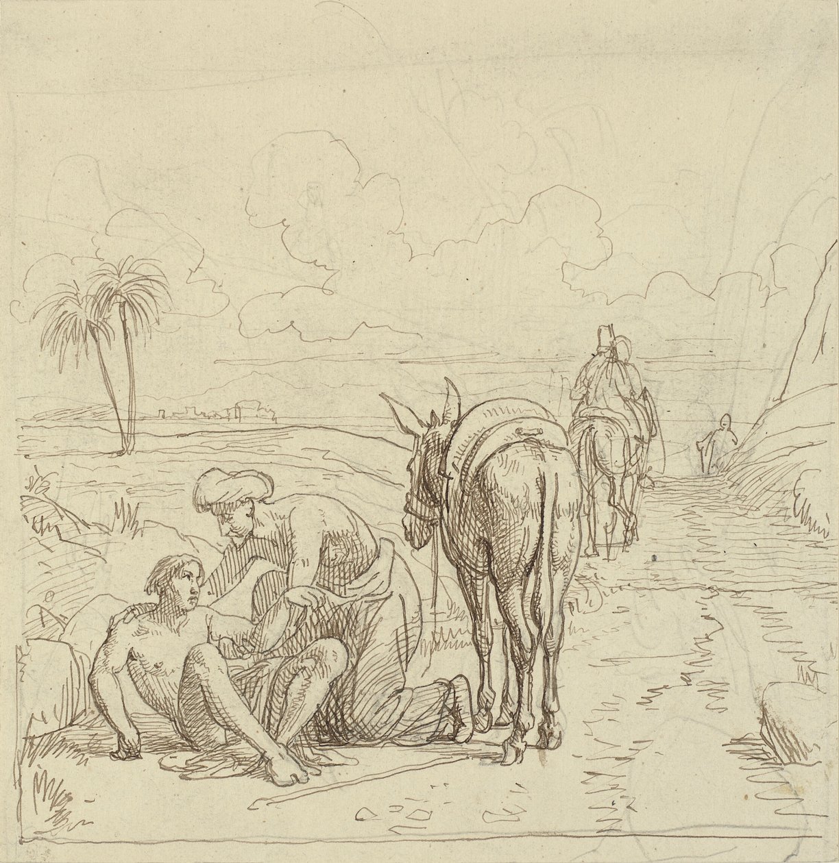 Der barmherzige Samariter findet den Verwundeten von Wilhelm Marstrand