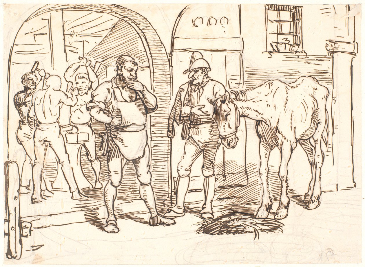 Das alte Pferd wird zu einer römischen Schmiede geführt von Wilhelm Marstrand