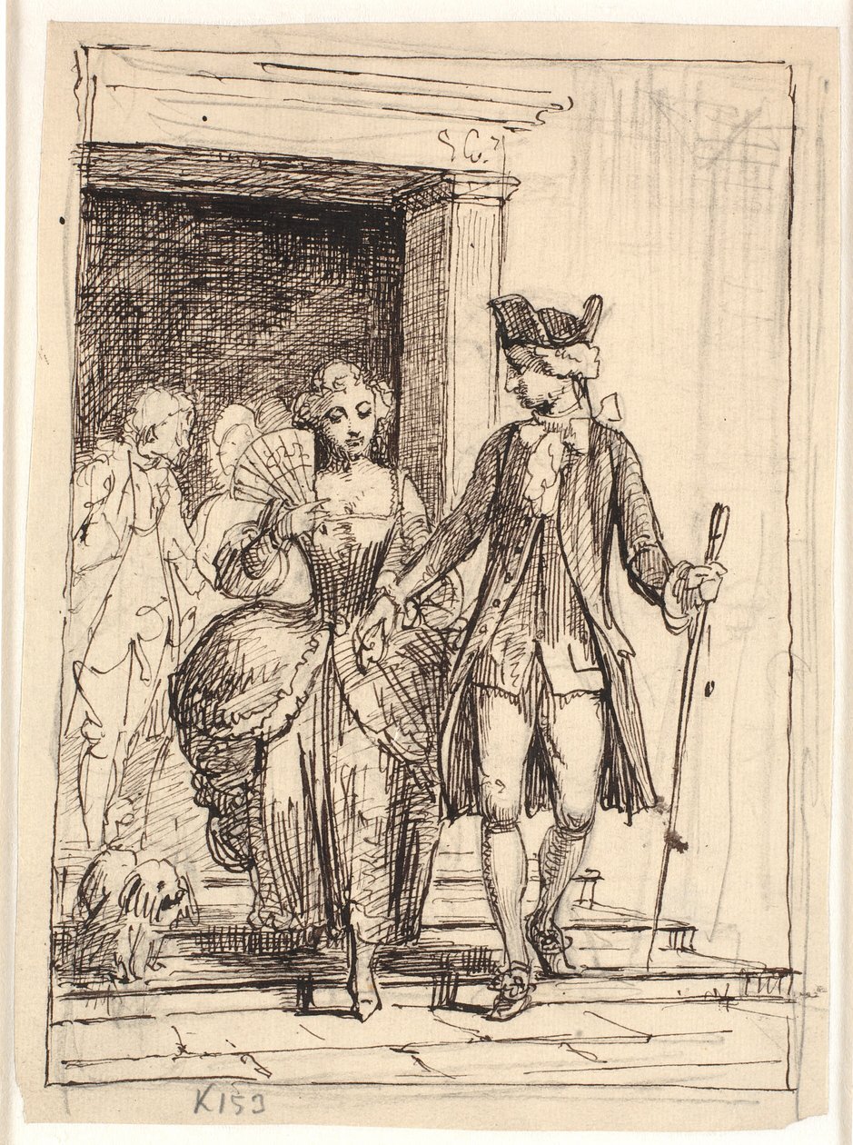 Leander und Leonora, hinter ihnen Henrik und Pernille von Wilhelm Marstrand