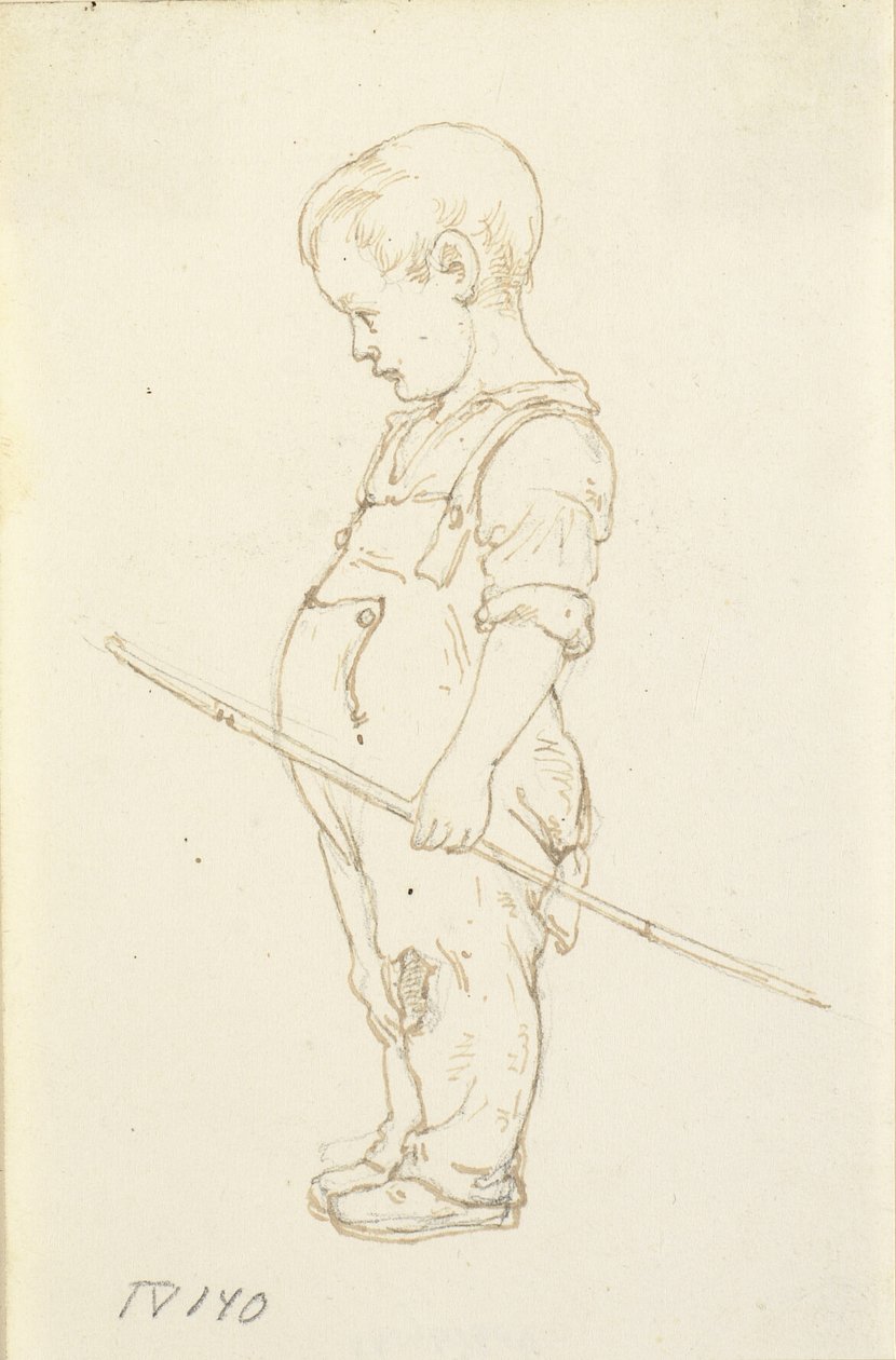 Stehender kleiner Junge mit einem Stock in der Hand von Wilhelm Marstrand
