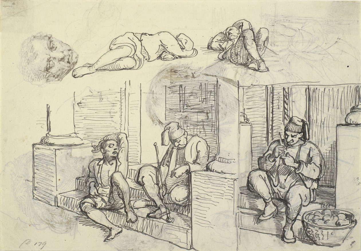 Studien eines Türken und Lazzaron auf einer Treppe von Wilhelm Marstrand