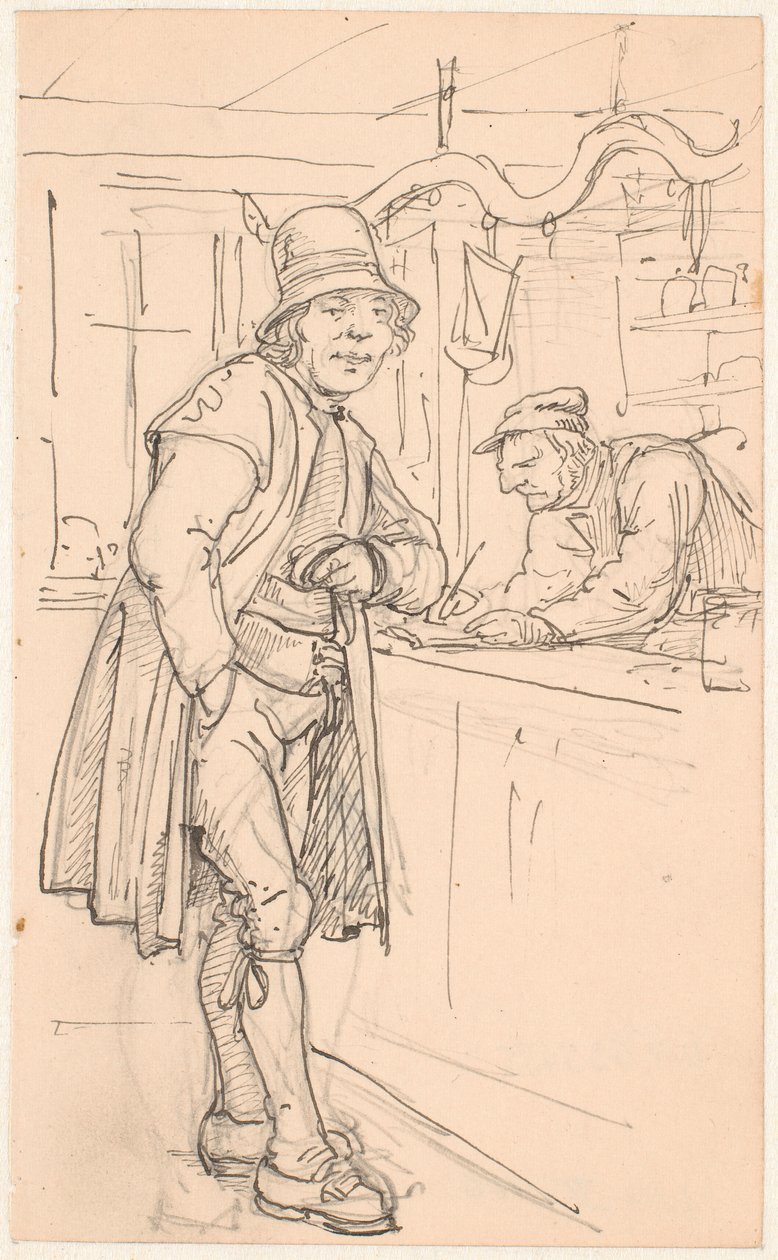 Schwedischer Bauer beim Kaufmann von Wilhelm Marstrand
