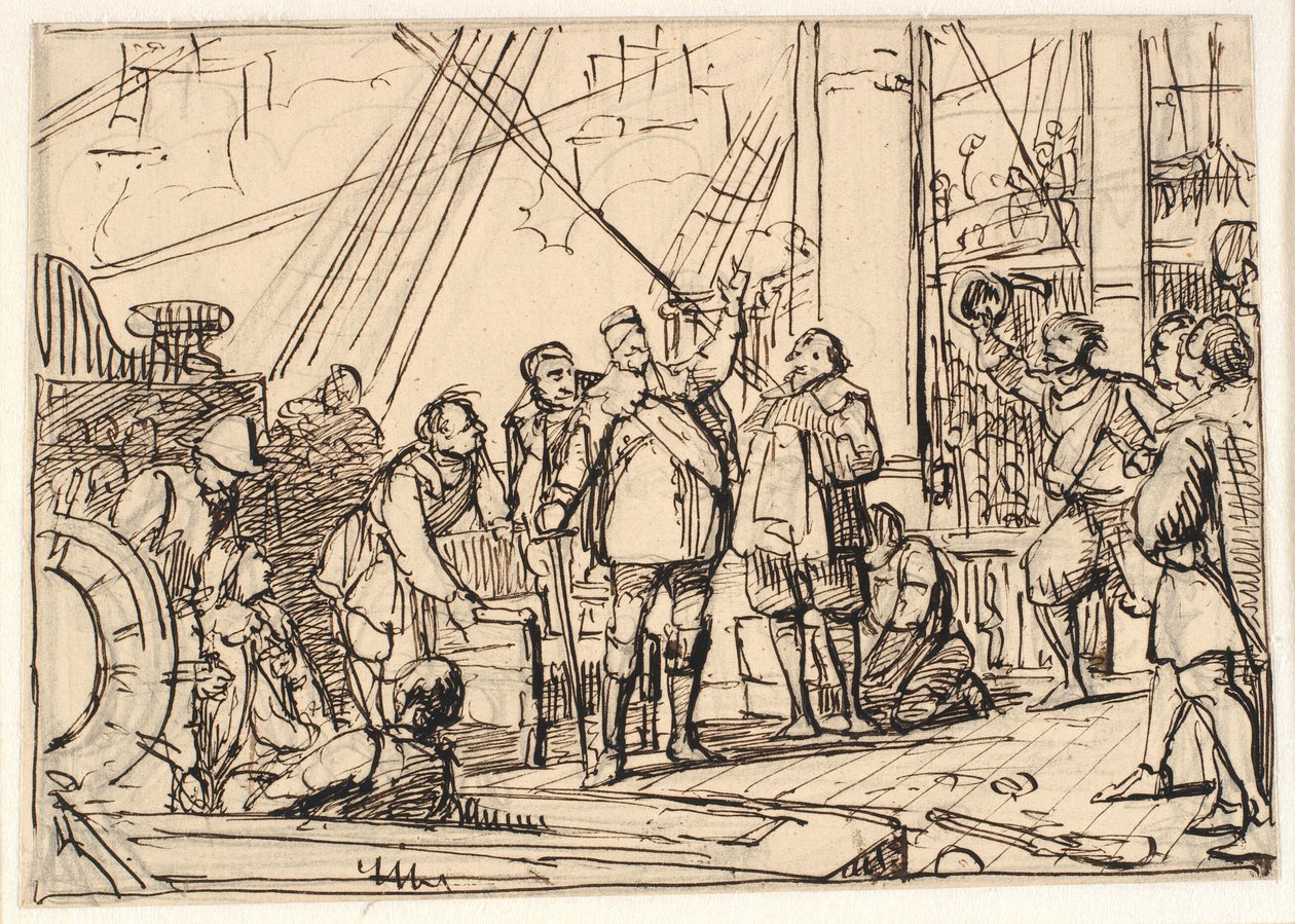 Entwurf für das Gemälde in der Kapelle von Chr. 4. in Roskilde "Chr. 4. auf der Dreifaltigkeit" von Wilhelm Marstrand