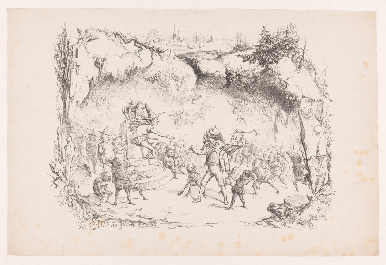 Gabriel Grub in der Schlucht von Kobolden bestraft von Wilhelmus Petrus van Geldorp