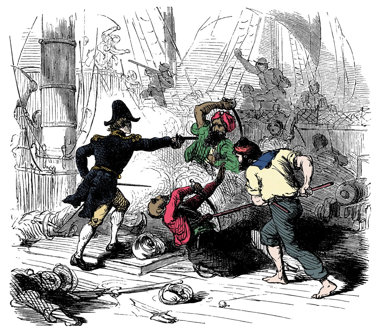 Kampf gegen algerische Piraten. Gravur aus 