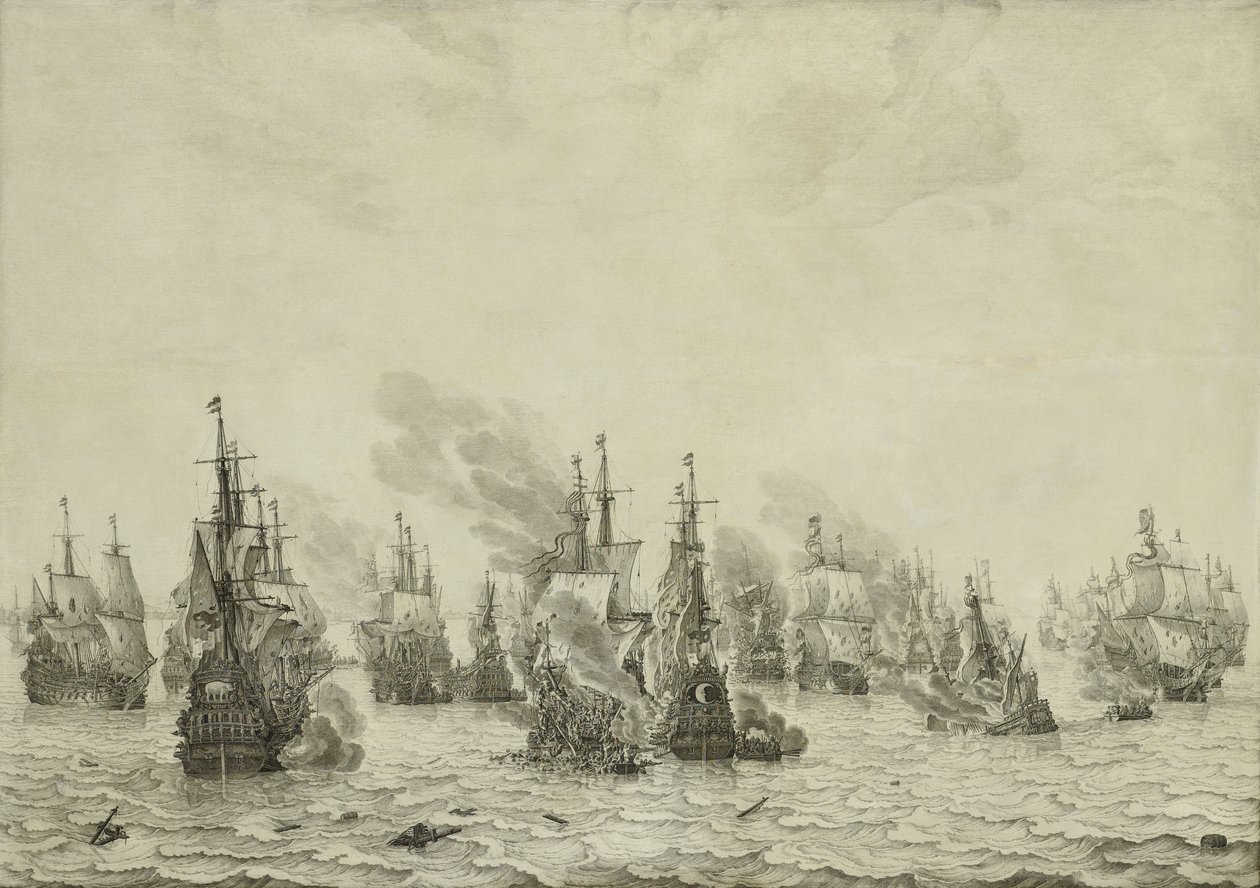 Die Schlacht von Livorno oder Leghorn, ca. 1659-99 von Willem van de Velde the Elder