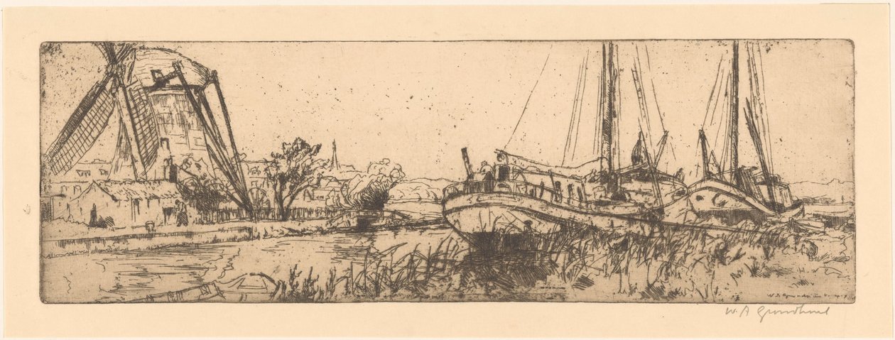 Die Vliet von Willem Adrianus Grondhout (signed by artist)