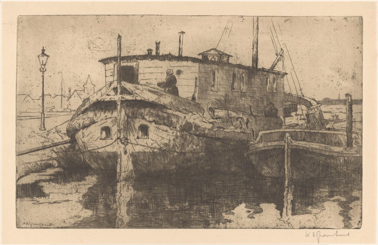 Laakhafen in Den Haag von Willem Adrianus Grondhout (signed by artist)