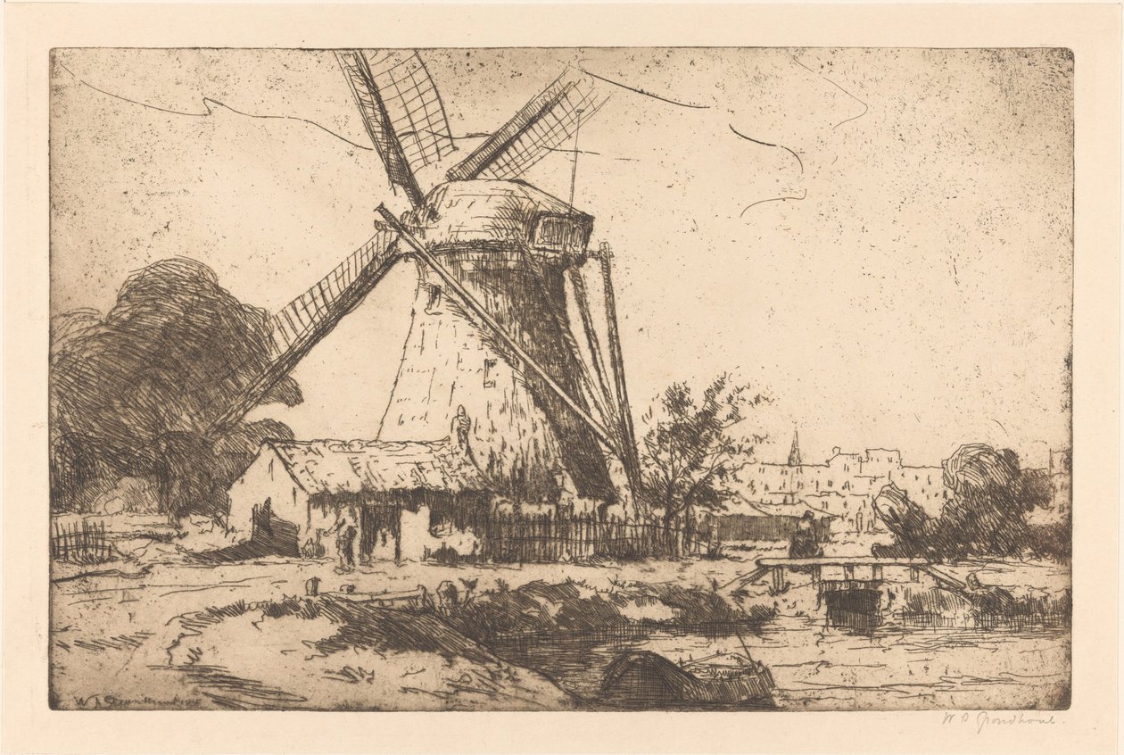 Mühle bei Den Haag von Willem Adrianus Grondhout (signed by artist)