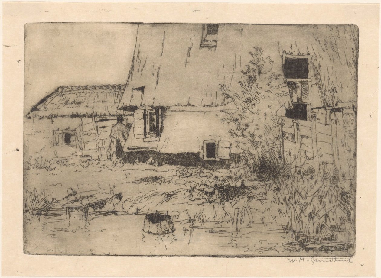Fuß einer Mühle in Voorburg von Willem Adrianus Grondhout (signed by artist)