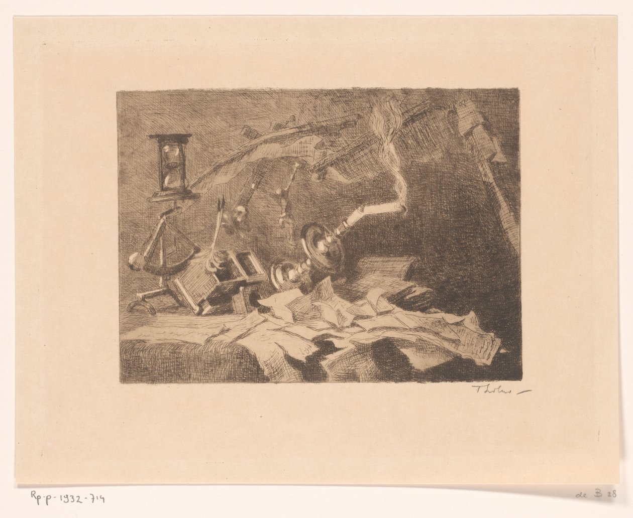 Stillleben mit fallenden und zerbrochenen Gegenständen von Willem Bastiaan Tholen (signed by artist)