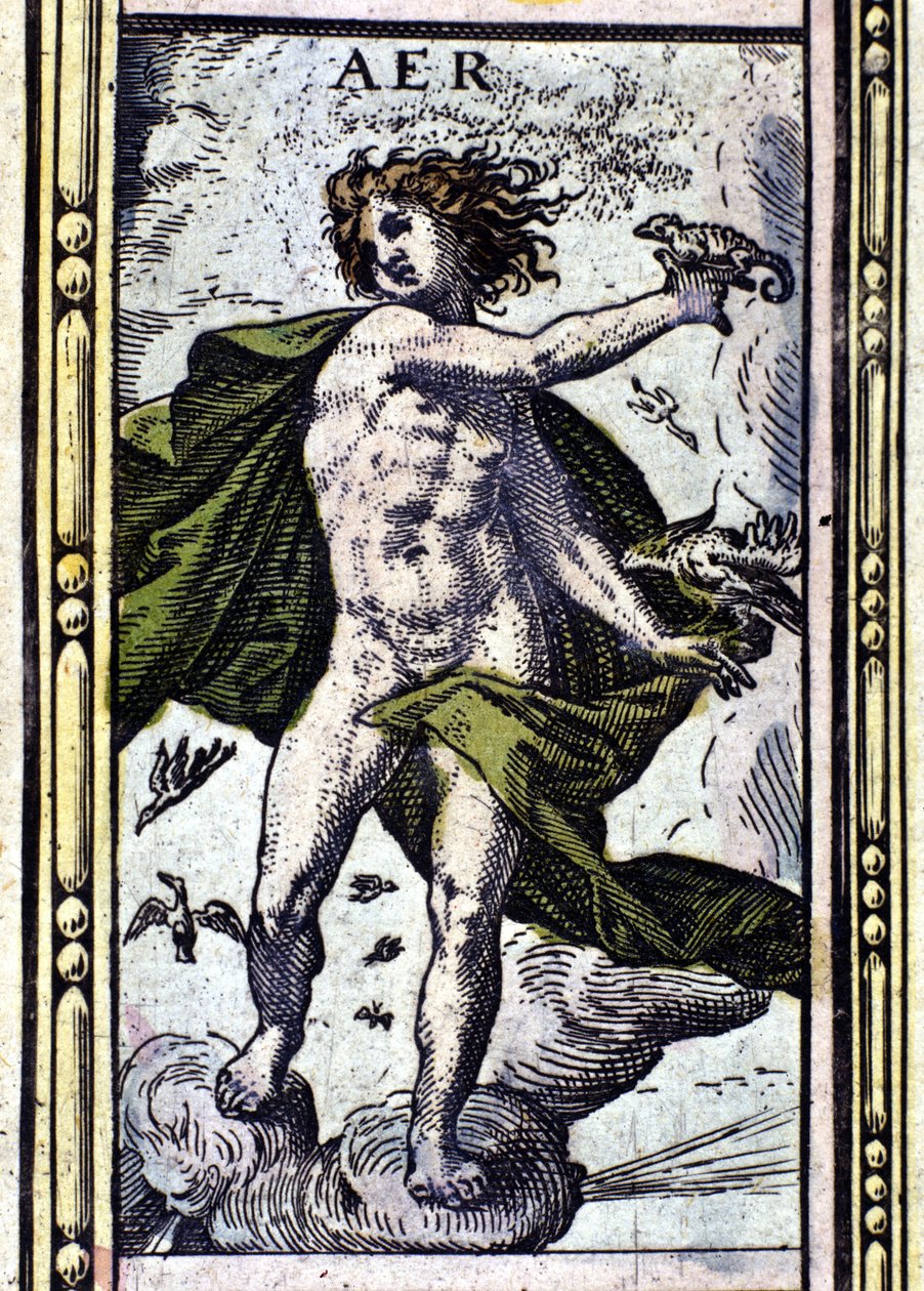 Luft, eines der vier Elemente, dargestellt in W. Blaeus Atlas, gedruckt in Amsterdam 1655 von Willem Blaeu