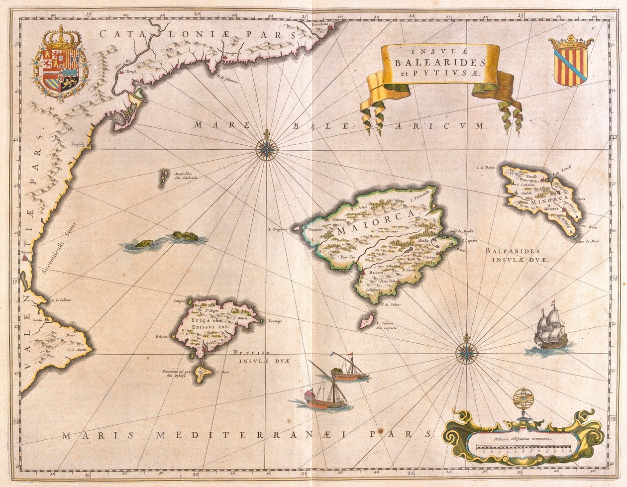 Mallorca, Menorca und Ibiza, einschließlich der Küsten von Katalonien und Valencia, in 