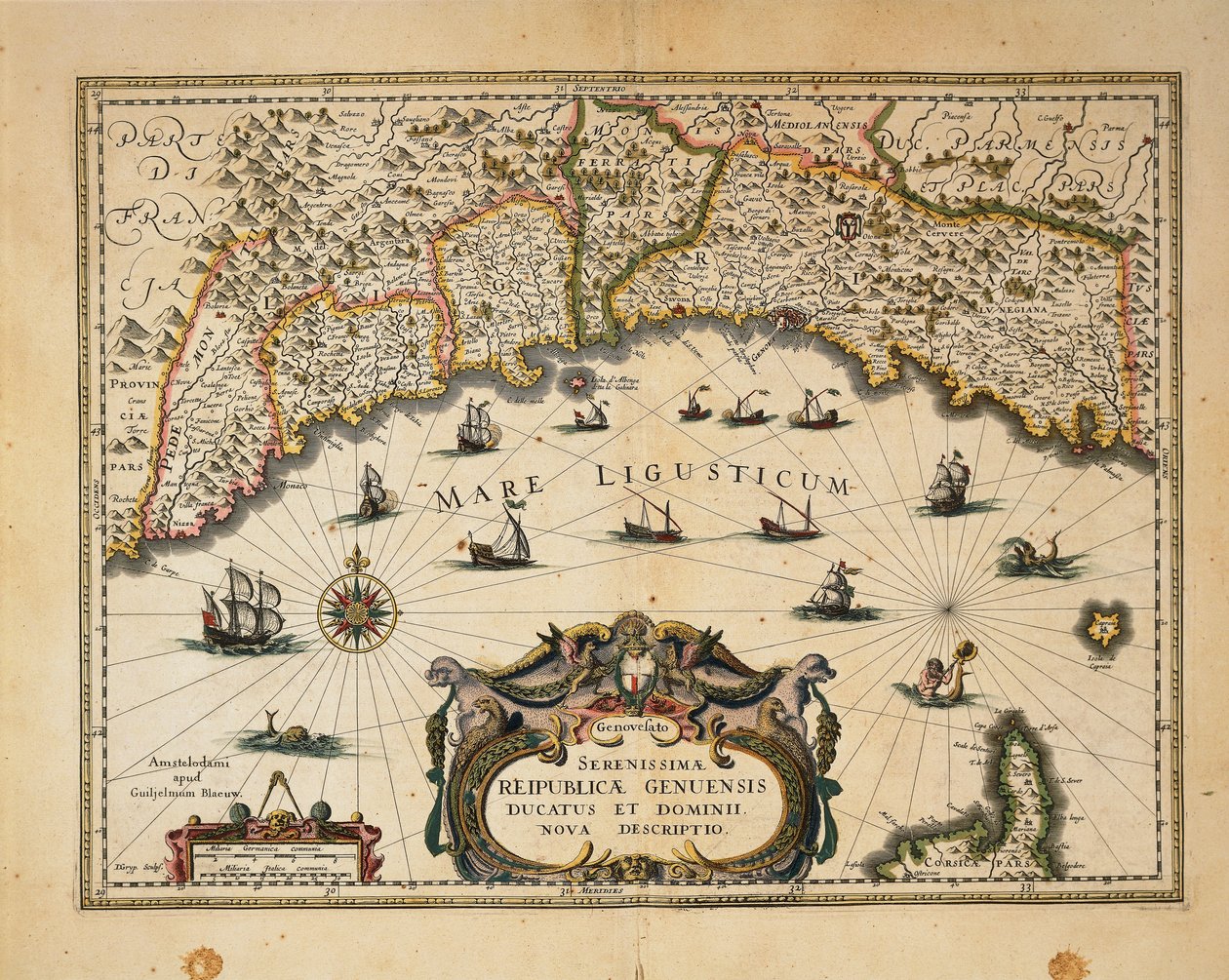 Karte des Herzogtums Monferrato, von Willem Blaeu, Gravur aus Regionum Italiae von Willem Blaeu