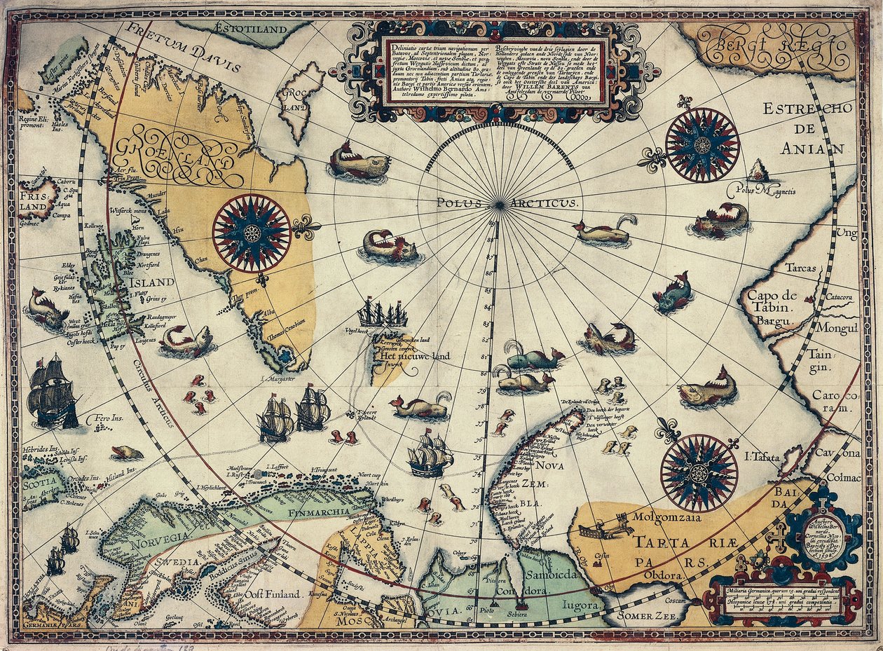 Karte der Polarregionen, von dem niederländischen Kartographen Willem Janszoon Blaeu von Willem Blaeu