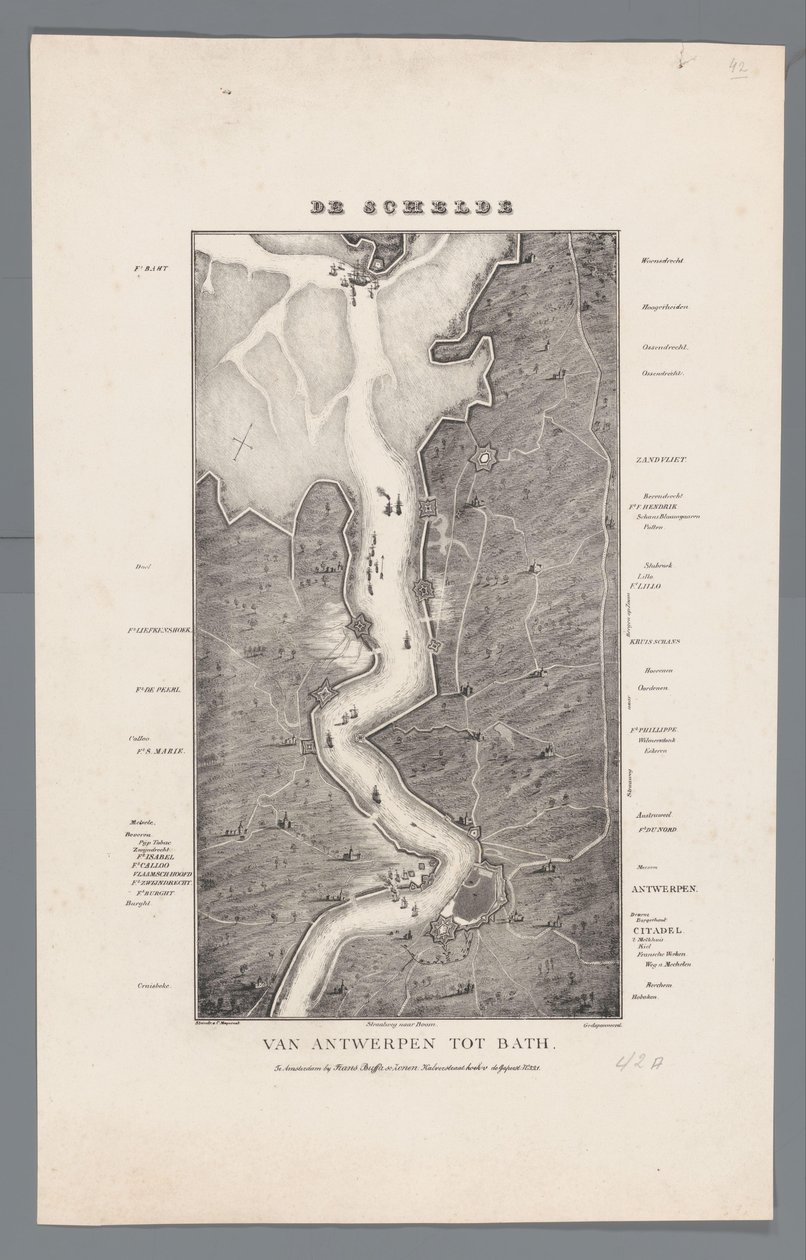 Verlauf der Schelde von Fort Bath bis Antwerpen, 1832 von Willem Charles Magnenat