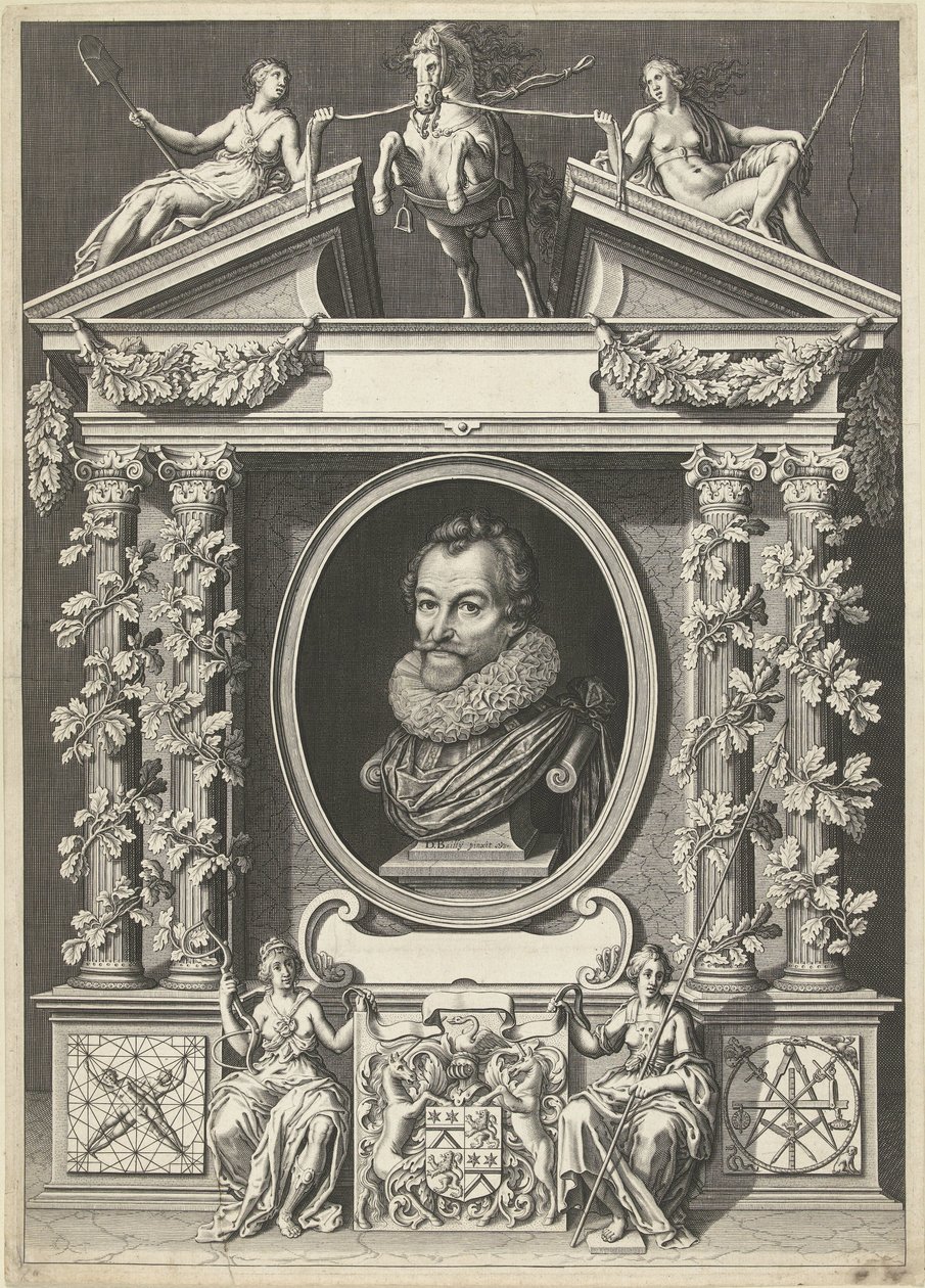 Porträt von Gerard Thibault in architektonischer Umrahmung von Willem Jacobsz Delff