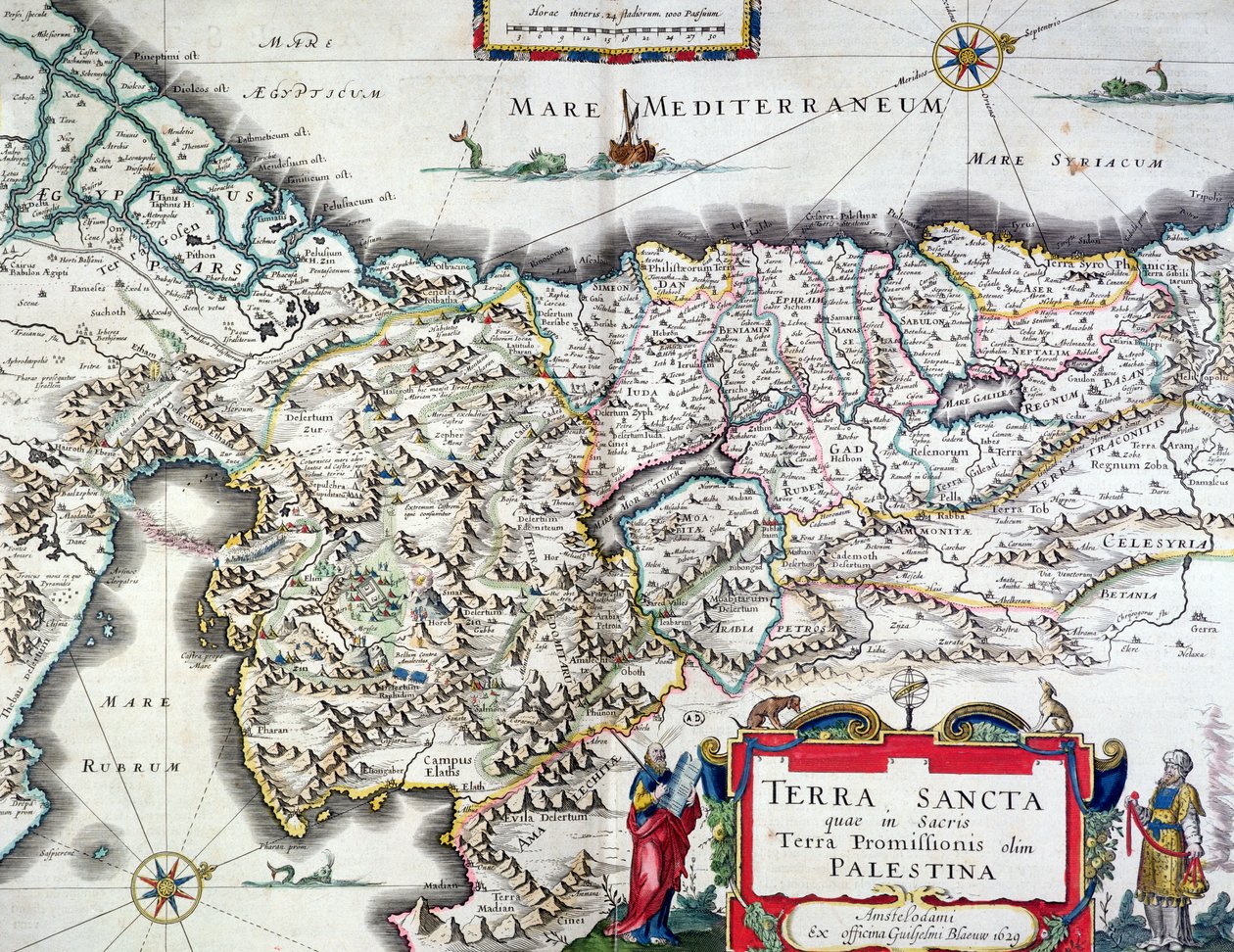 Karte des Heiligen Landes, veröffentlicht in Amsterdam, 1629 von Willem Janszoon Blaeu