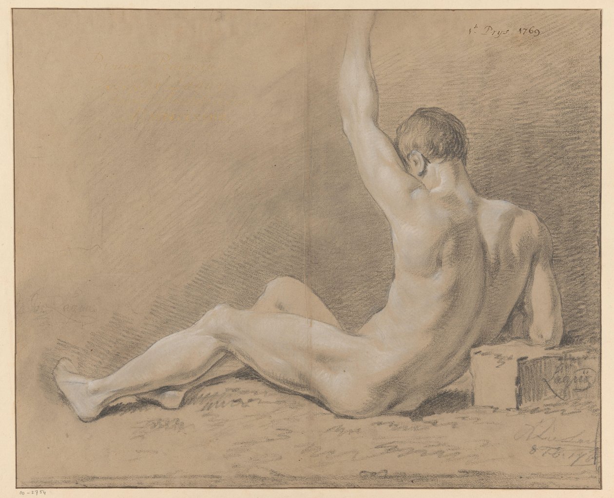 Sitzender männlicher Akt, von hinten gesehen (1. Preis 1769) von Willem Joseph Laquy