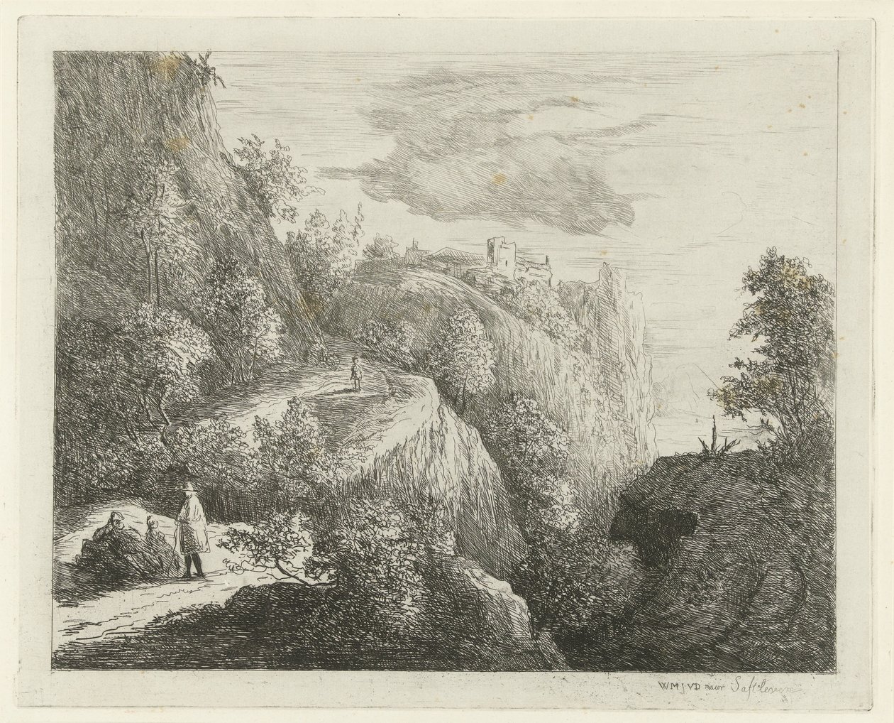 Berglandschaft mit ruhenden Figuren am Straßenrand von Willem Matthias Jan van Dielen
