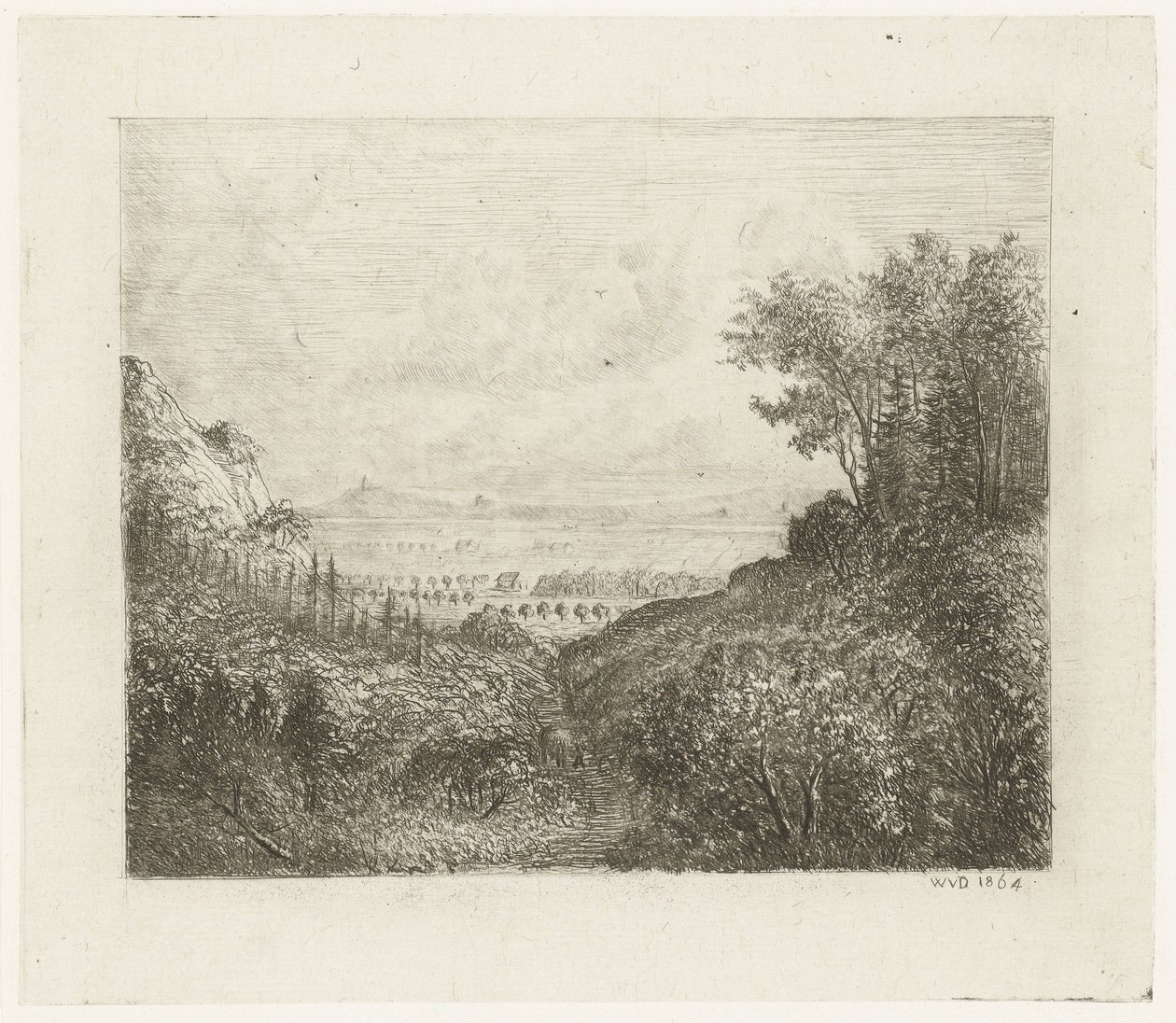 Hügellandschaft mit Weg ins Tal von Willem Matthias Jan van Dielen