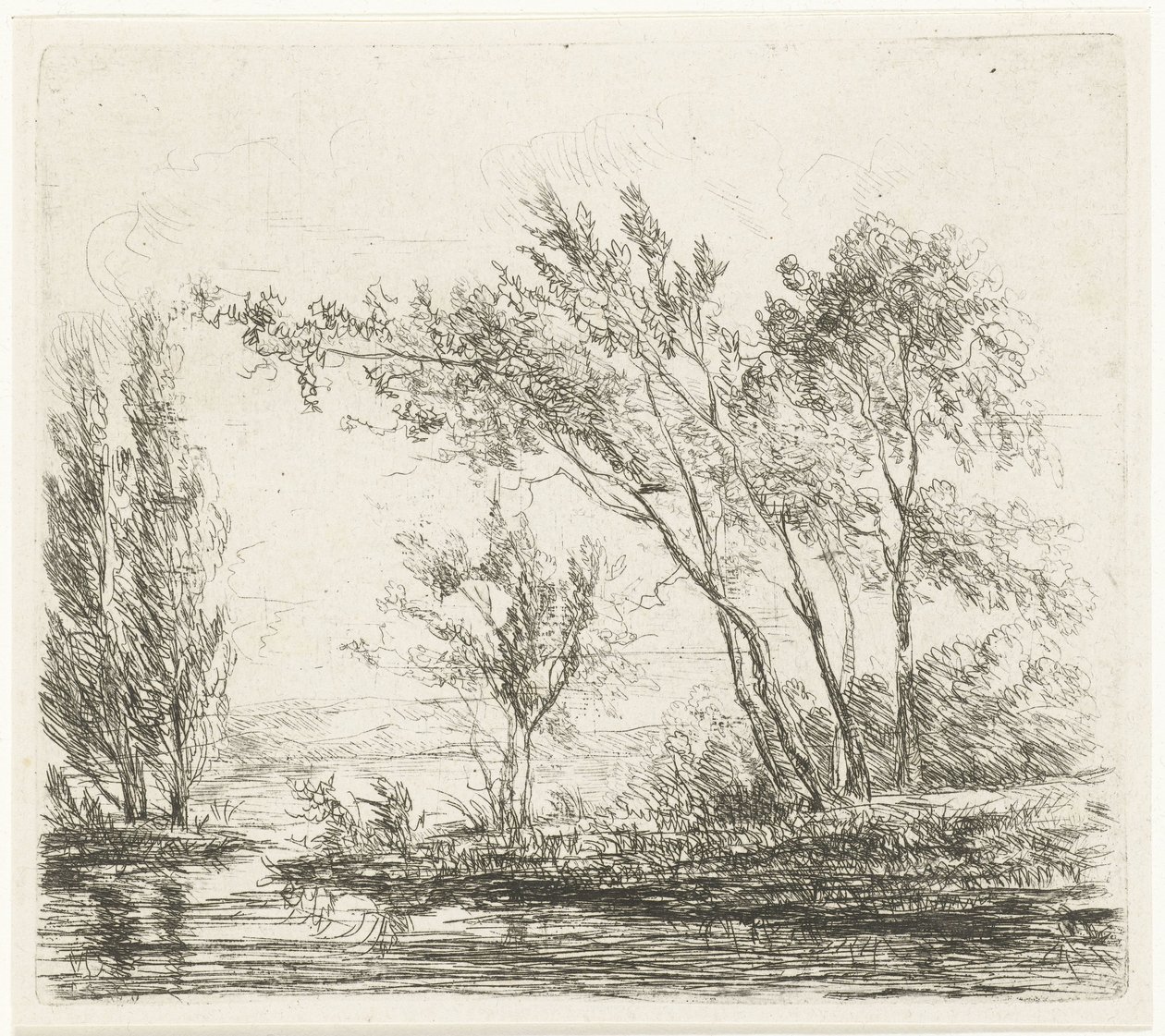 Landschaft mit Bäumen am Wasser von Willem Matthias Jan van Dielen