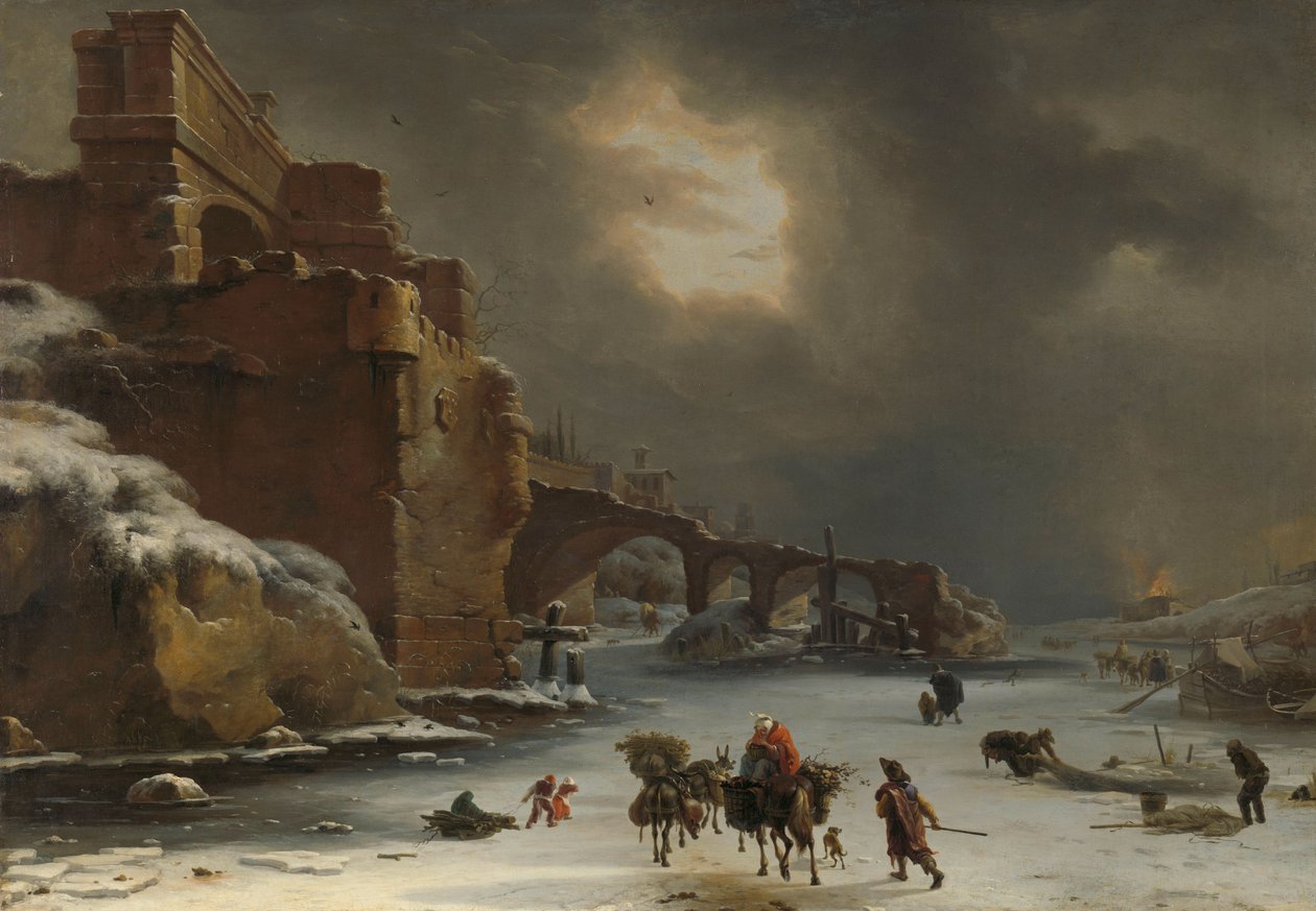 Stadtmauern im Winter, ca. 1650-70 von Willem Schellinks