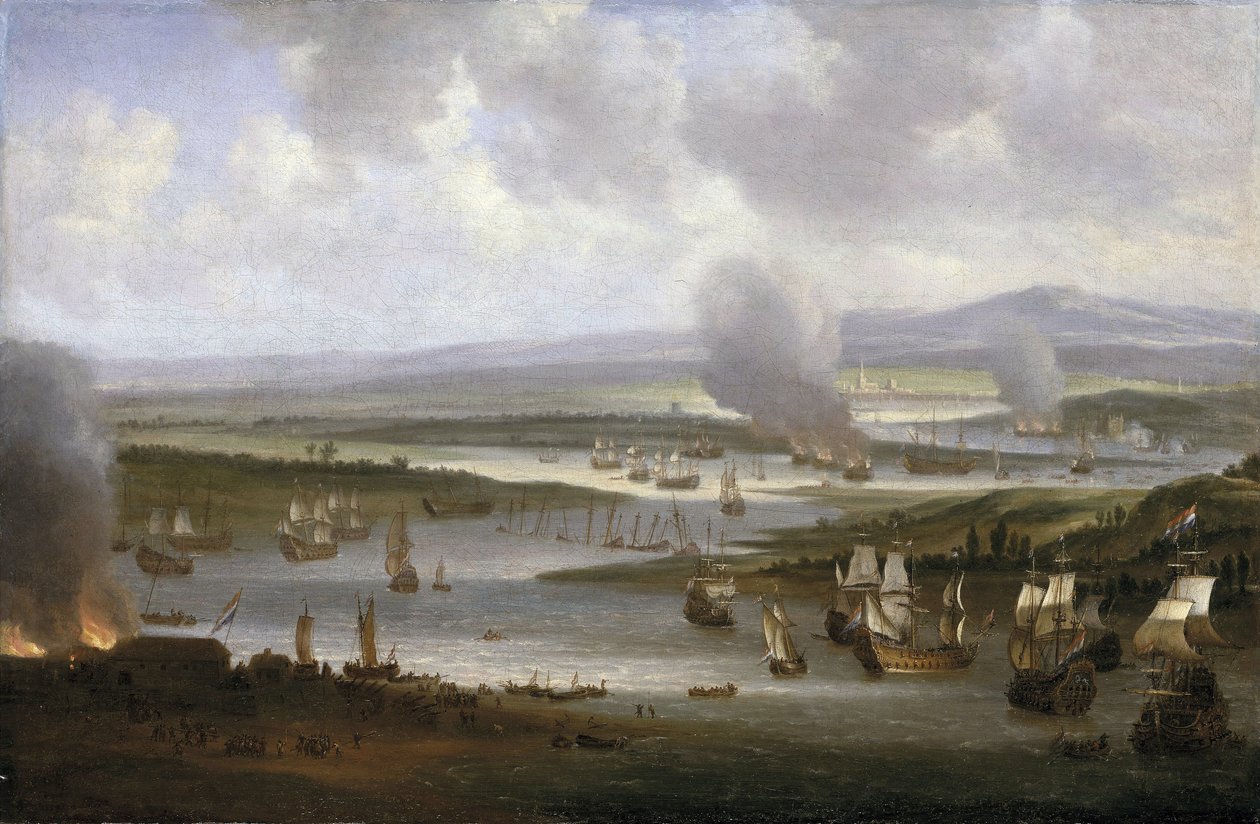 Niederländische Schiffe auf dem Medway (England), Juni 1667 von Willem Schellinks