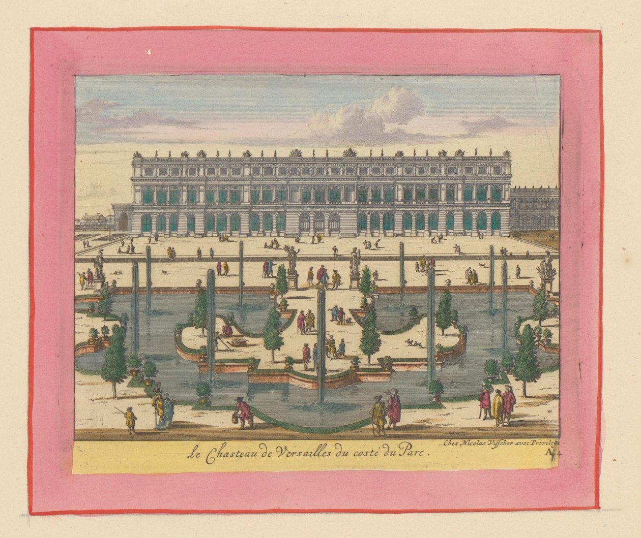 Ansicht des Palastes von Versailles von der Park- und Gartenseite von Willem Swidde