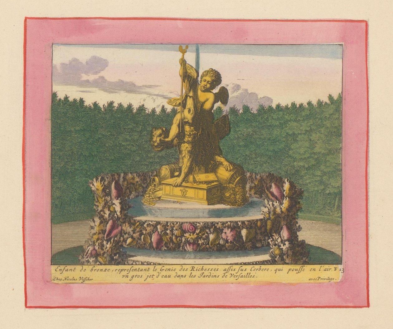 Brunnen mit einem Putto als Personifikation des Reichtums, sitzend auf Cerberus von Willem Swidde