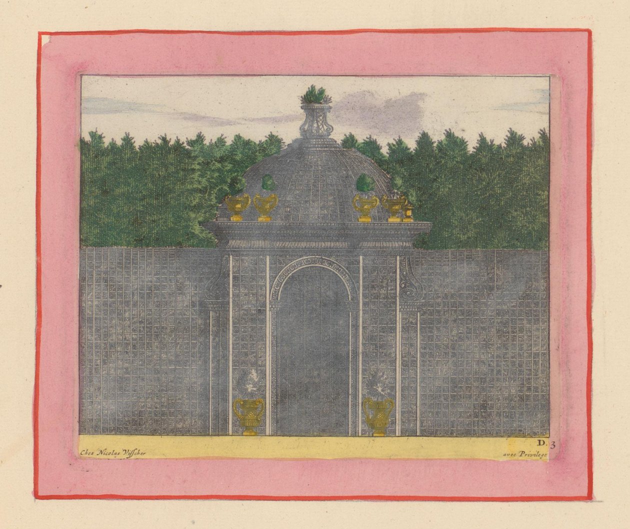 Pavillon mit Kuppel aus Lattenwerk in den Gärten von Versailles von Willem Swidde