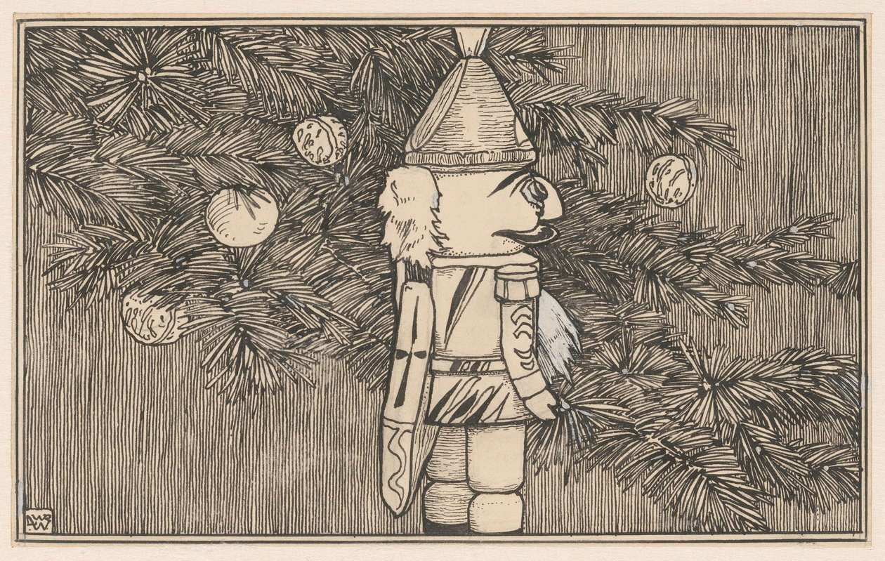 Nussknacker in einer Husarenuniform bei einem Weihnachtsbaum von Ludwig Willem Reymert Wenckebach