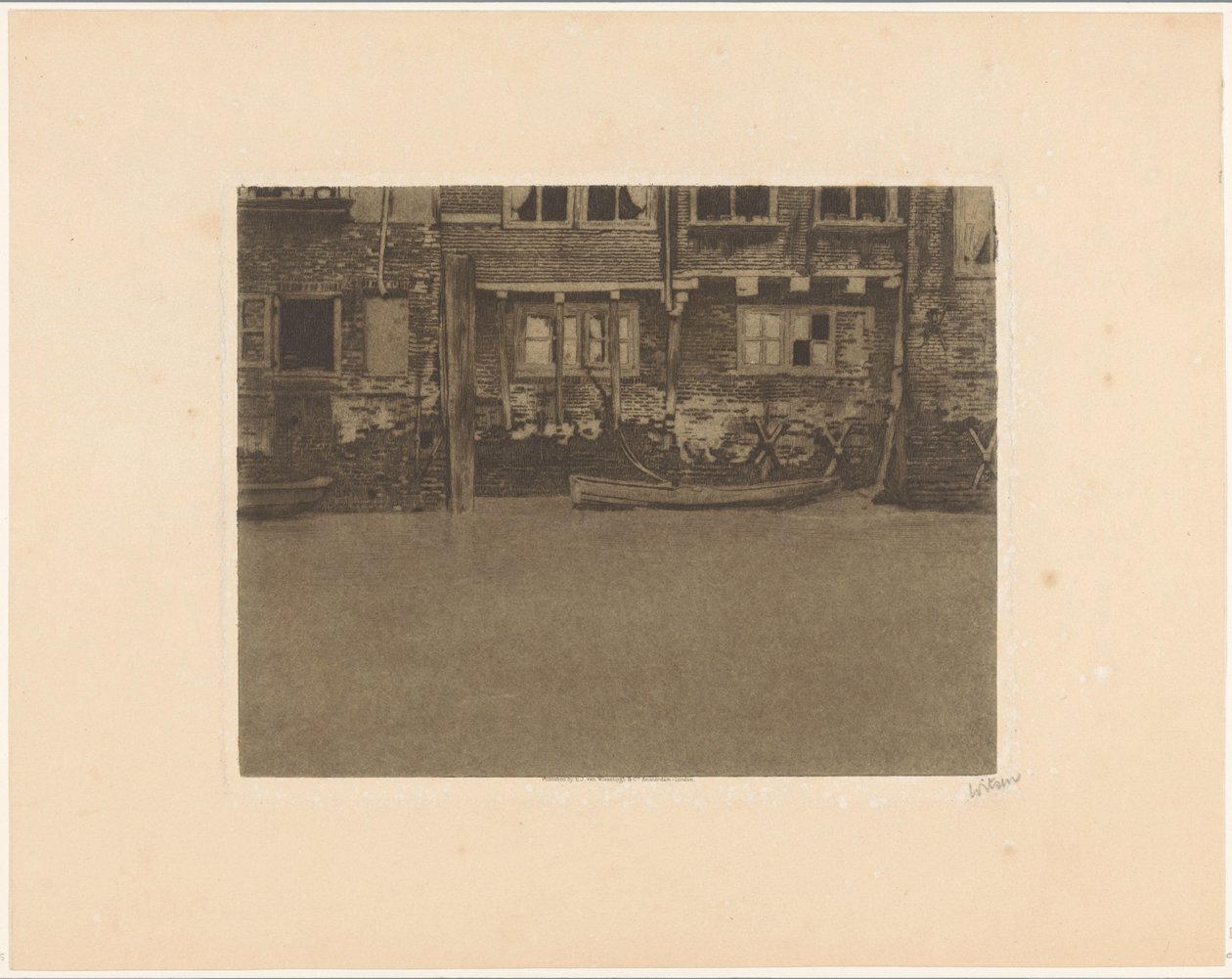 Rückseiten der Häuser Voorstraat 463, 461 und 459 in Dordrecht von Willem Witsen (signed by artist)