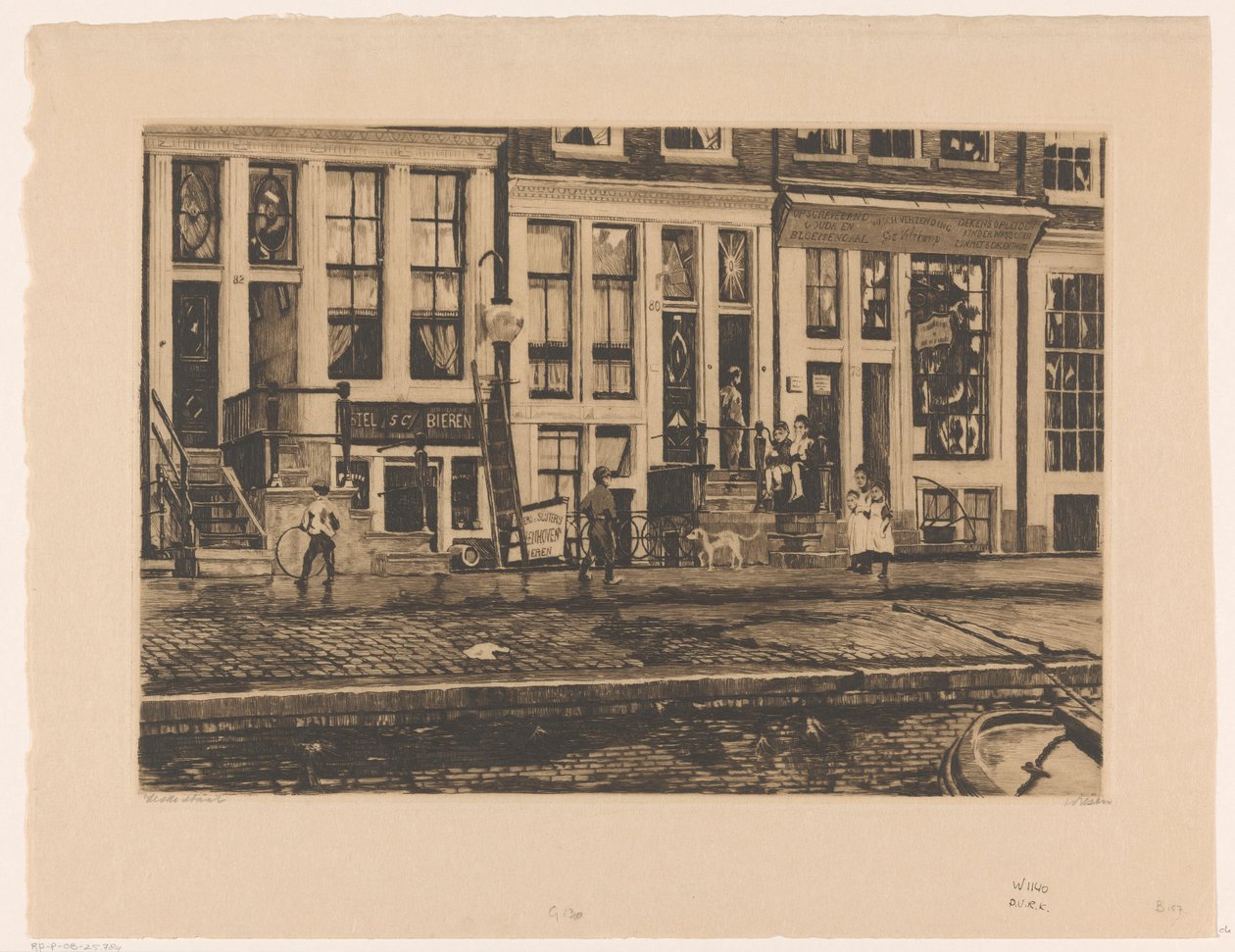 Ansicht von Häusern an der Oude Waal in Amsterdam von Willem Witsen (signed by artist)