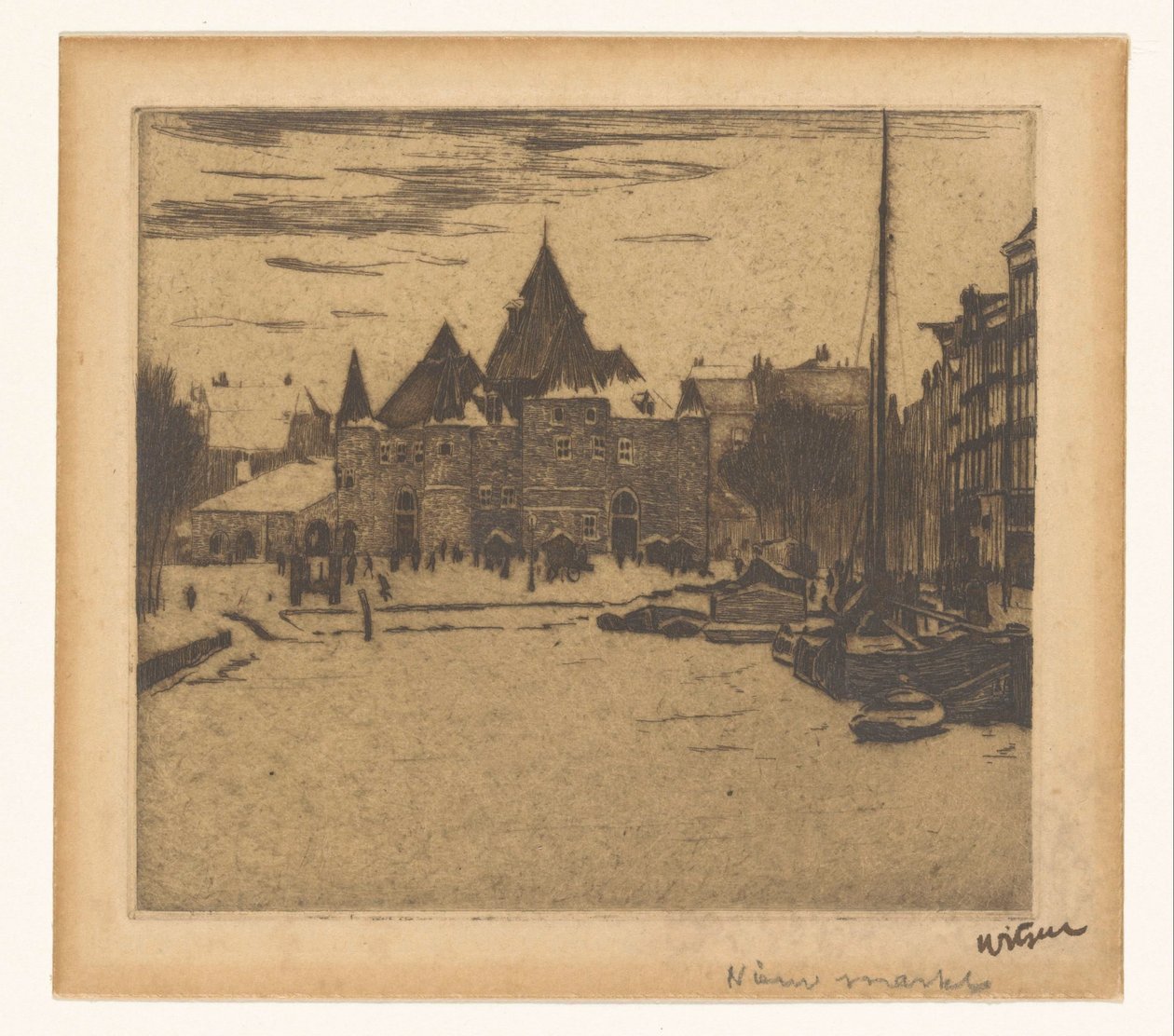 Nieuwmarkt in Amsterdam von Willem Witsen (signed by artist)