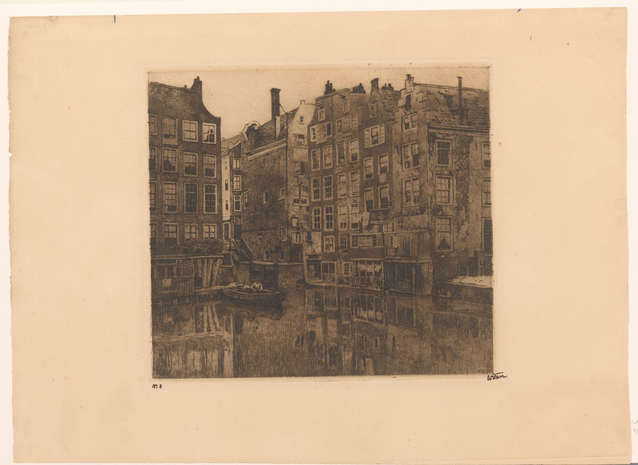 Oudezijds Voorburgwal und Oudezijds Kolk in Amsterdam von Willem Witsen (signed by artist)