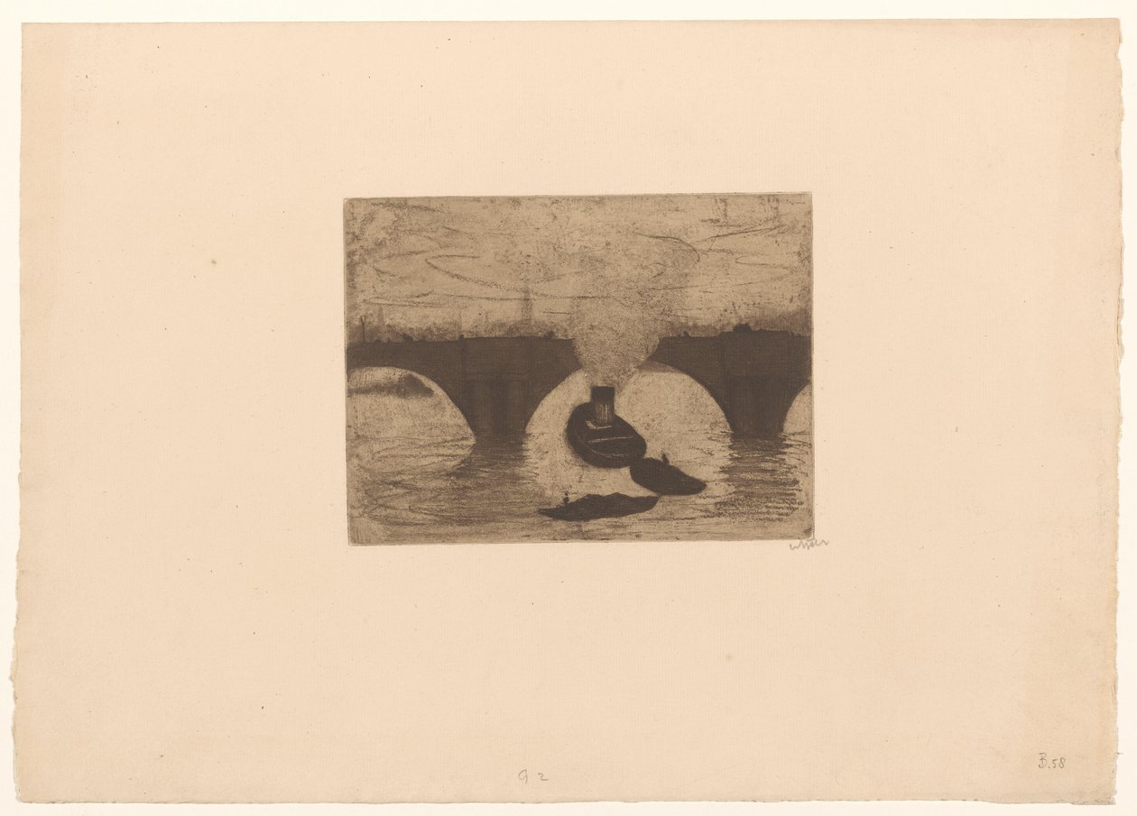 Schlepper vor der Waterloo Bridge in London von Willem Witsen (signed by artist)