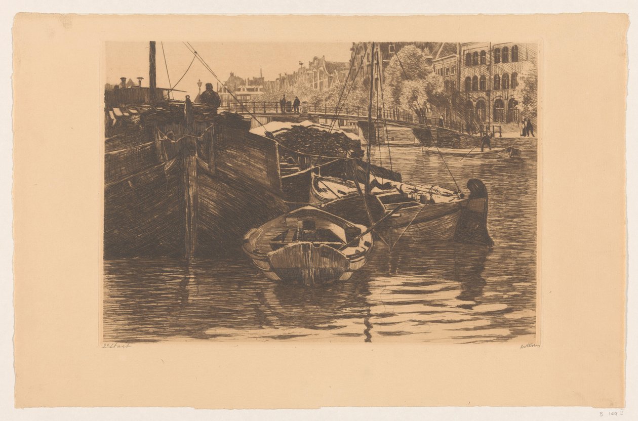 Torfboote in der Oude Schans in Amsterdam von Willem Witsen (signed by artist)