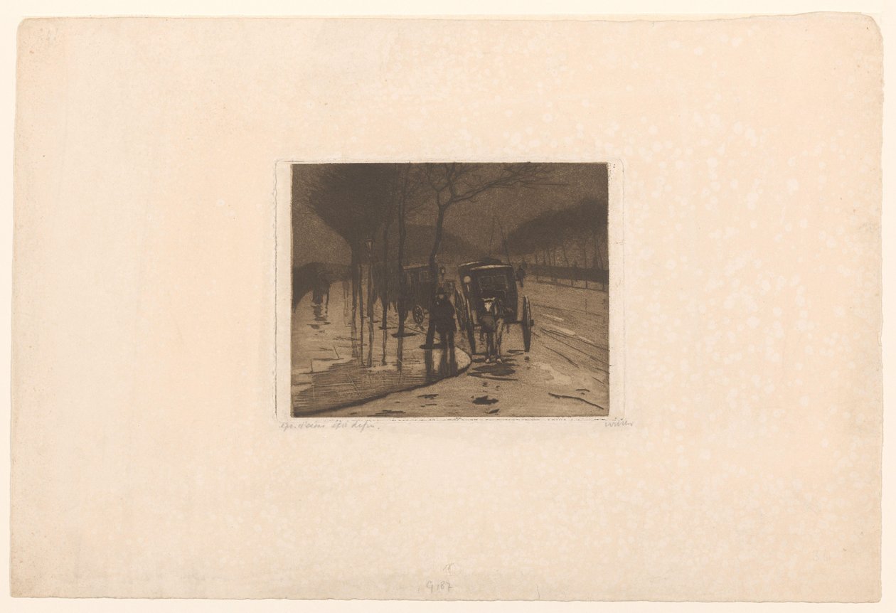 Wartende Kutschen am Victoria Embankment in London von Willem Witsen (signed by artist)