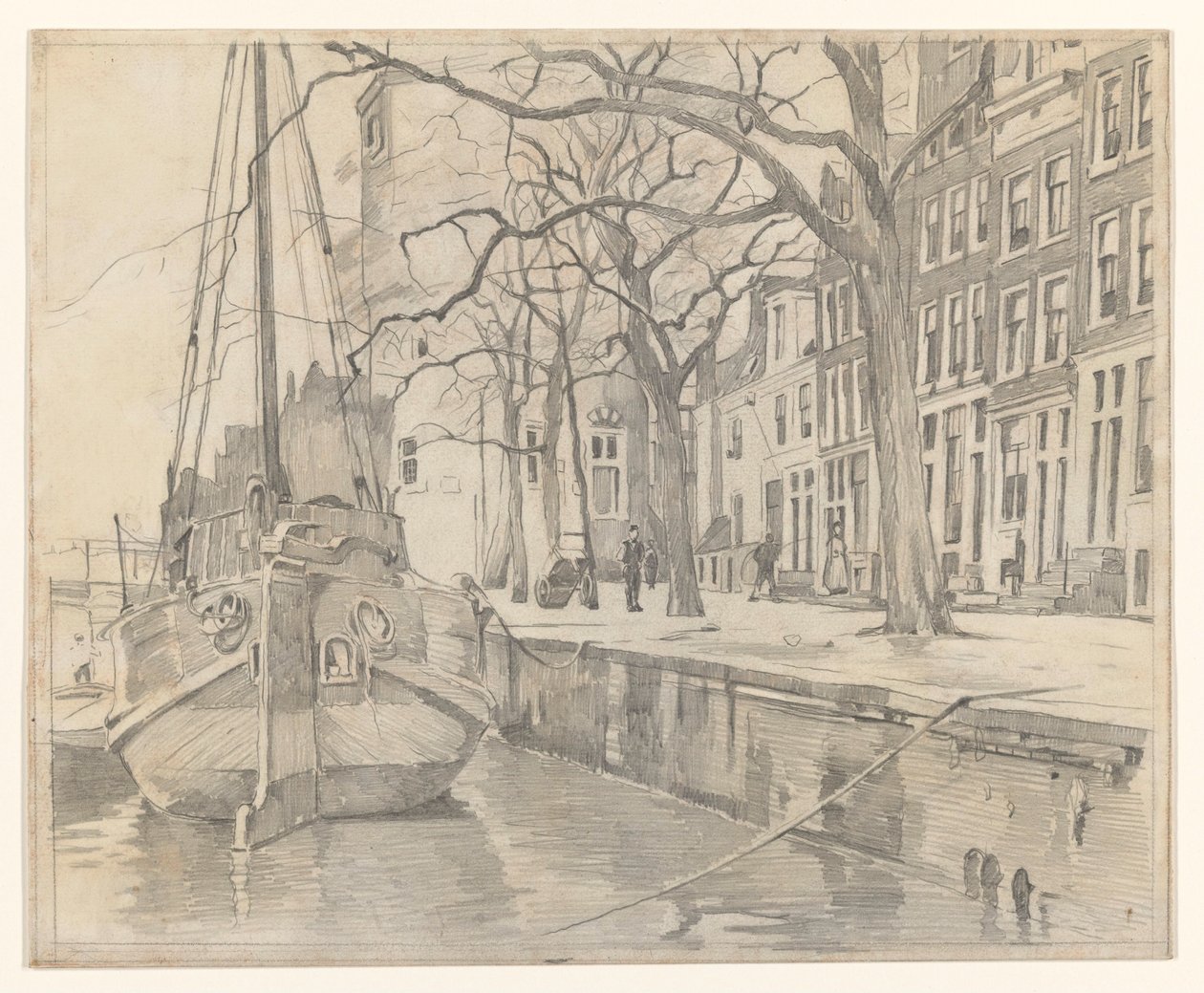 Blick von der Waalseilandsgracht auf den Montelbaanstoren und einige Häuser an der Oude Waal von Willem Witsen