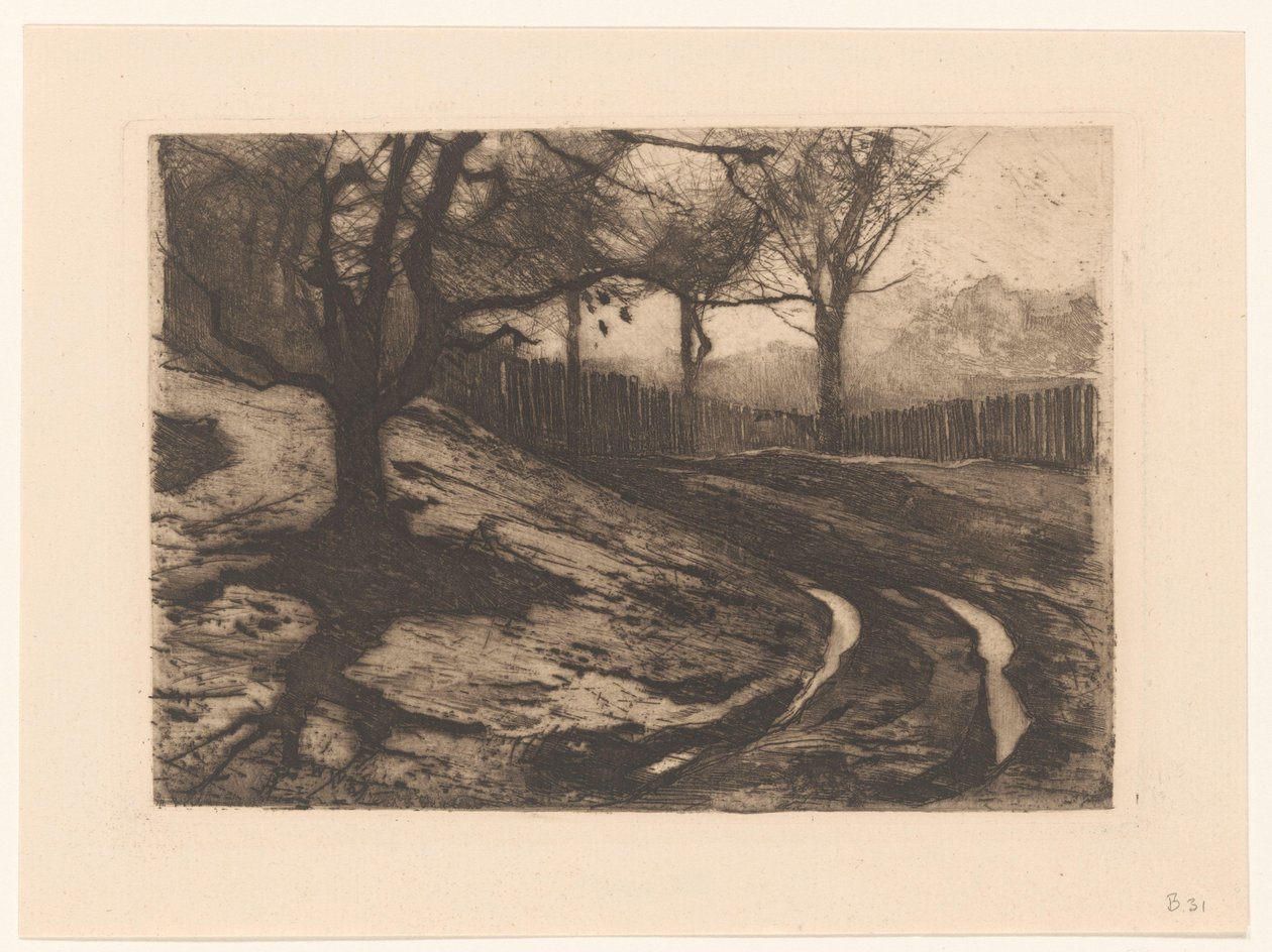 Landschaft mit Bäumen und Zaun von Willem Arnoldus Witsen