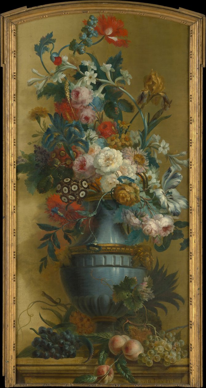 Blumen in einer blauen Vase, 18. Jahrhundert von Willem van Leen