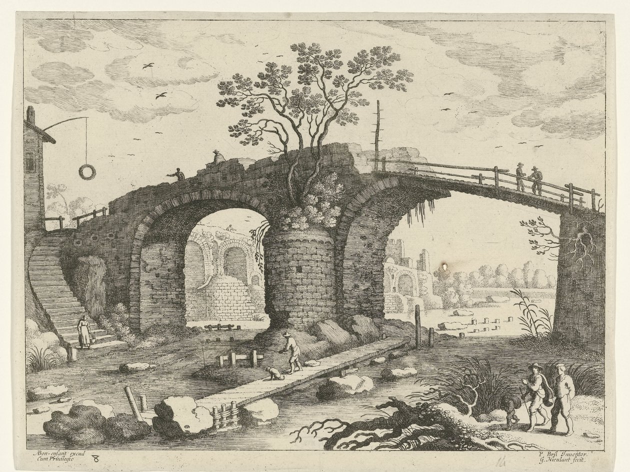 Brücke über einen Fluss von Willem van Nieulandt (II)