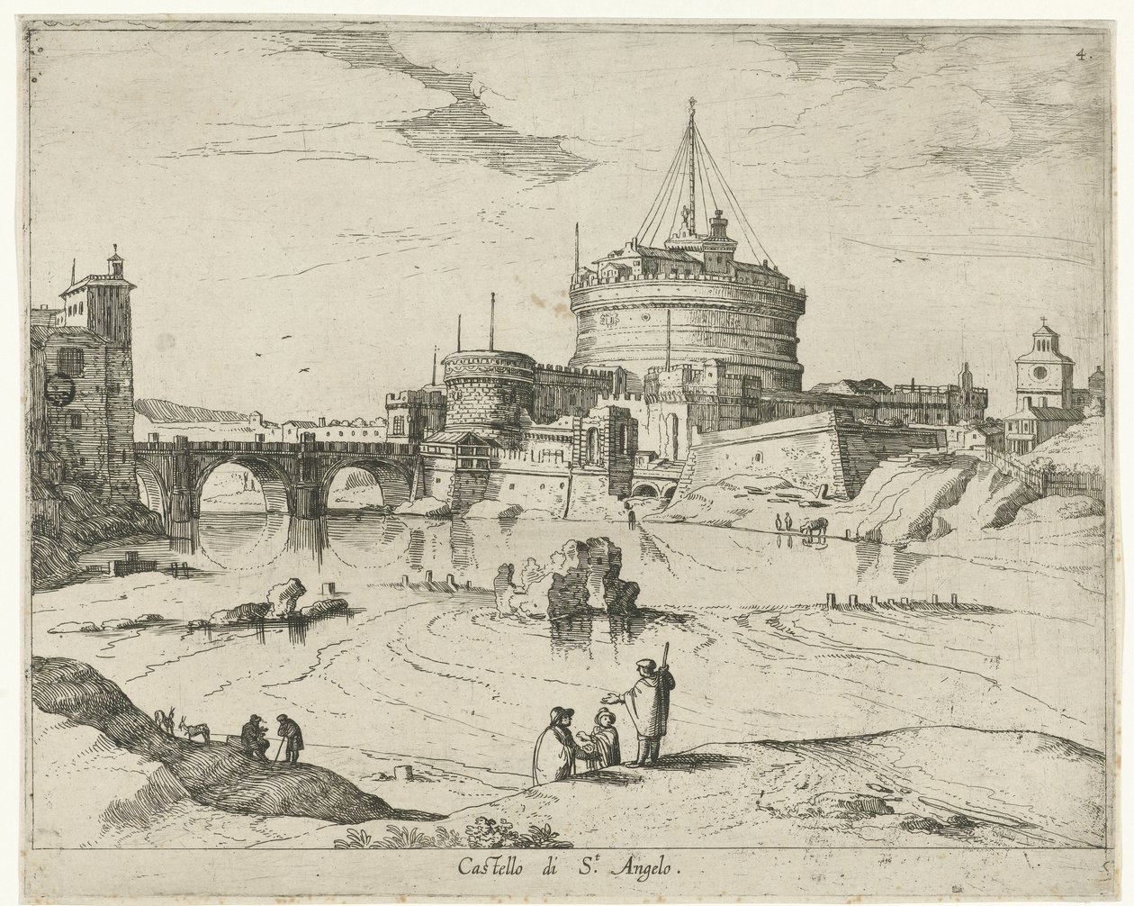 Engelsburg (Castello di St. Angelo) (Gezichten op Rome) von Willem van Nieulandt (II)