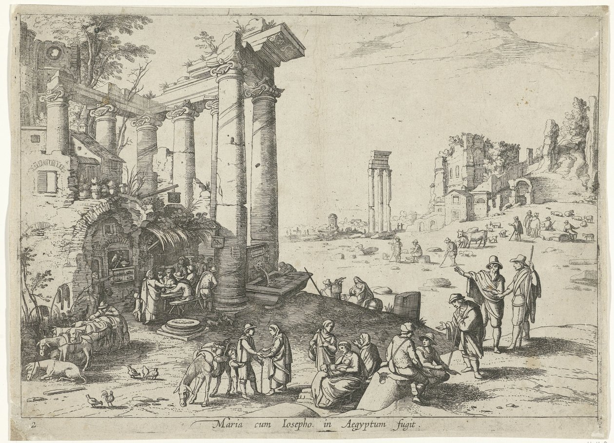 Landschaft mit der Flucht nach Ägypten von Willem van Nieulandt (II)